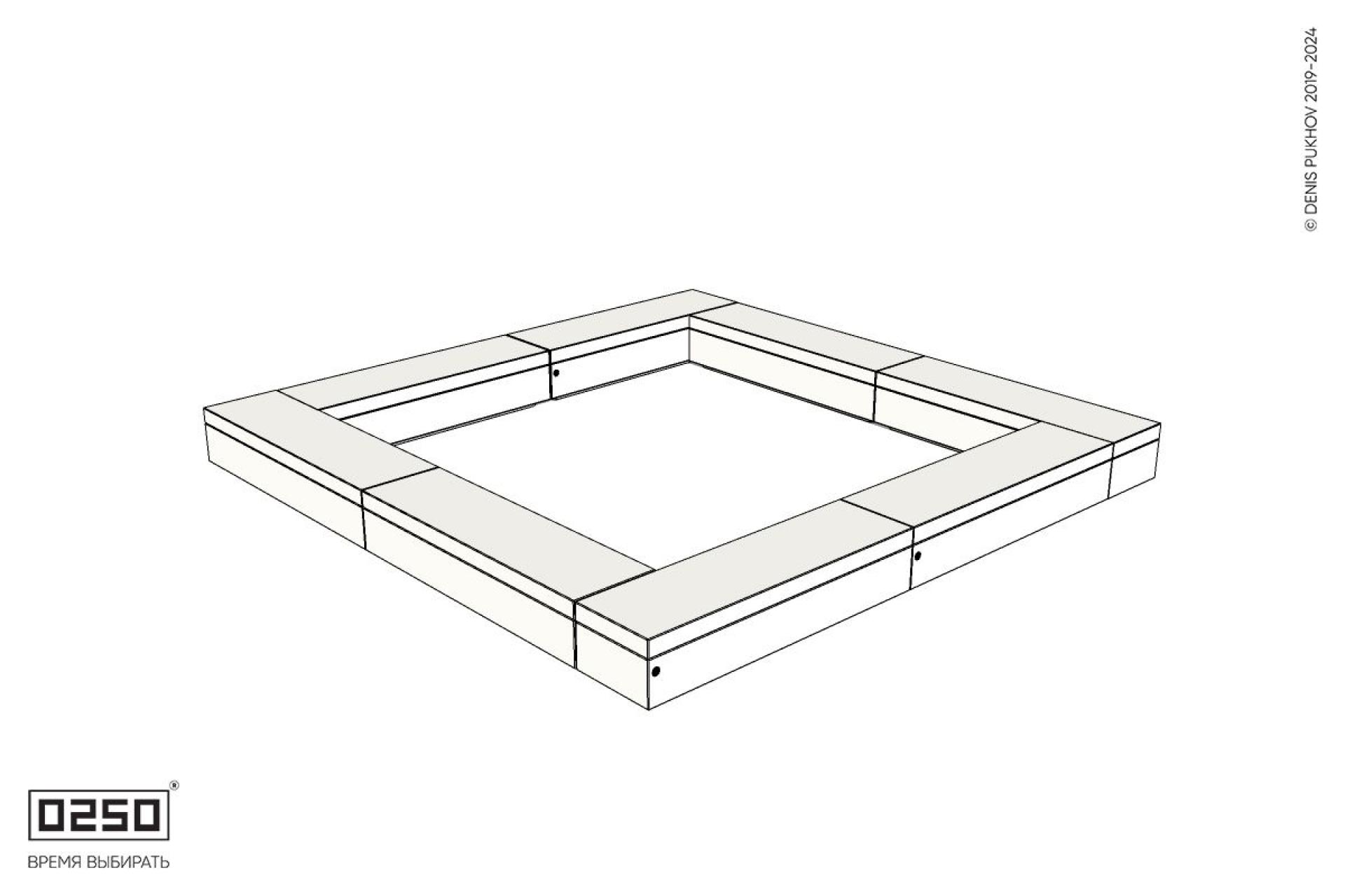 Уличная Бетонная квадратная скамейка двухпролетная на блоке производство 0250