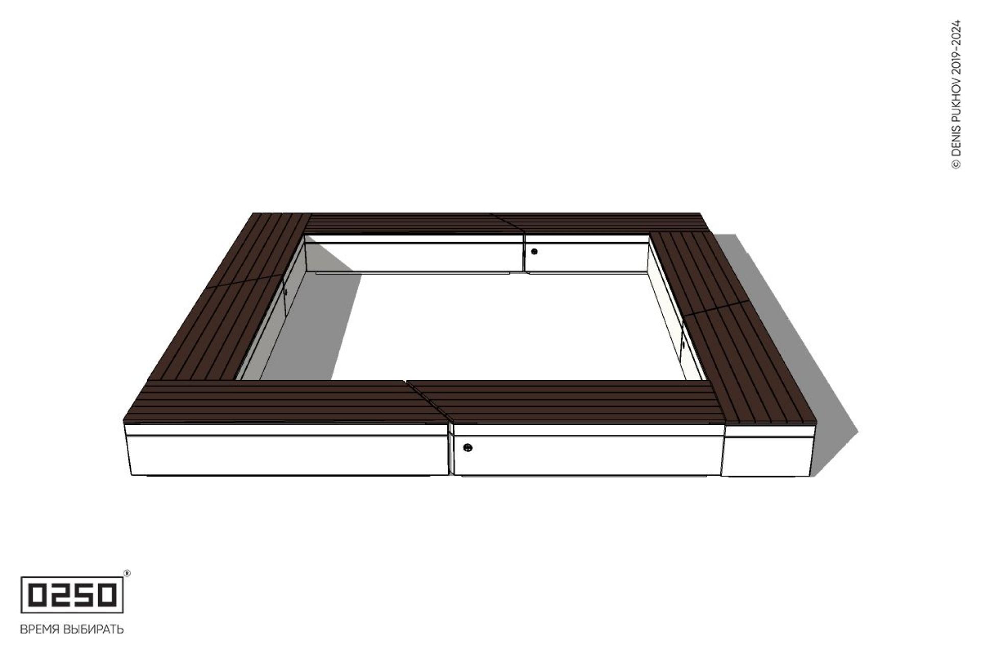 Уличная Квадратная скамейка на блоке двухпролетная укороченная производство 0250