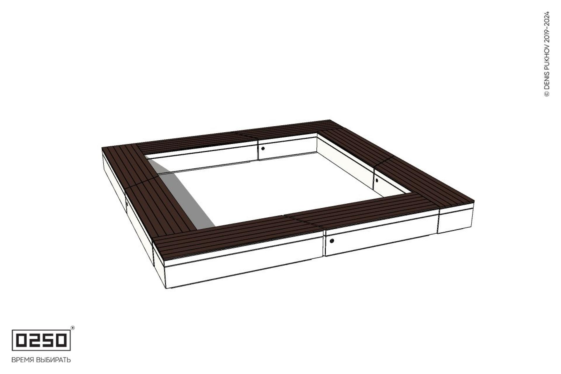 Уличная Квадратная скамейка на блоке двухпролетная укороченная производство 0250