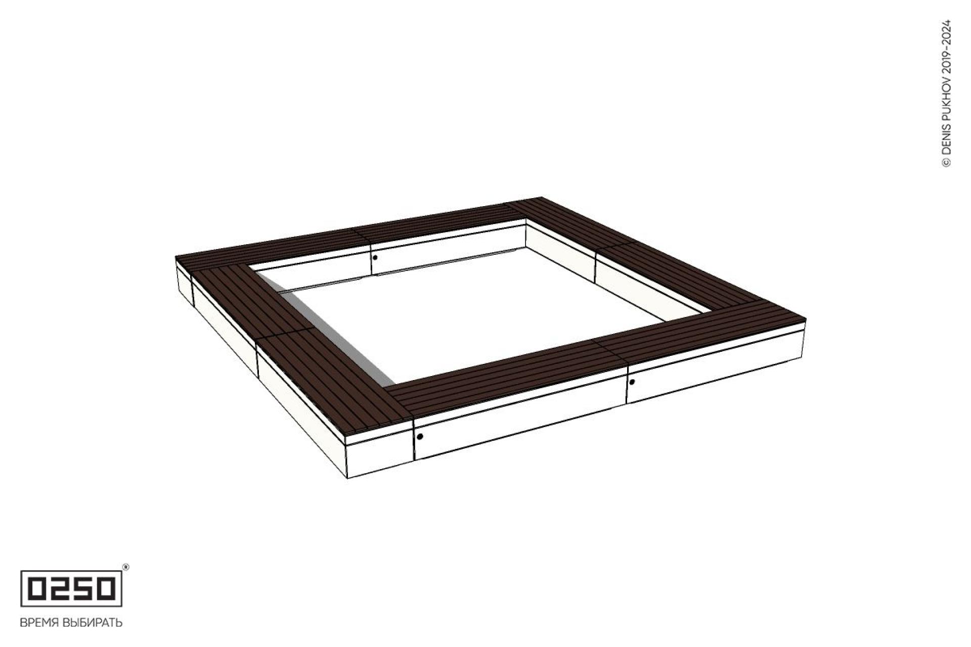 Уличная Квадратная скамейка на блоке двухпролетная производство 0250