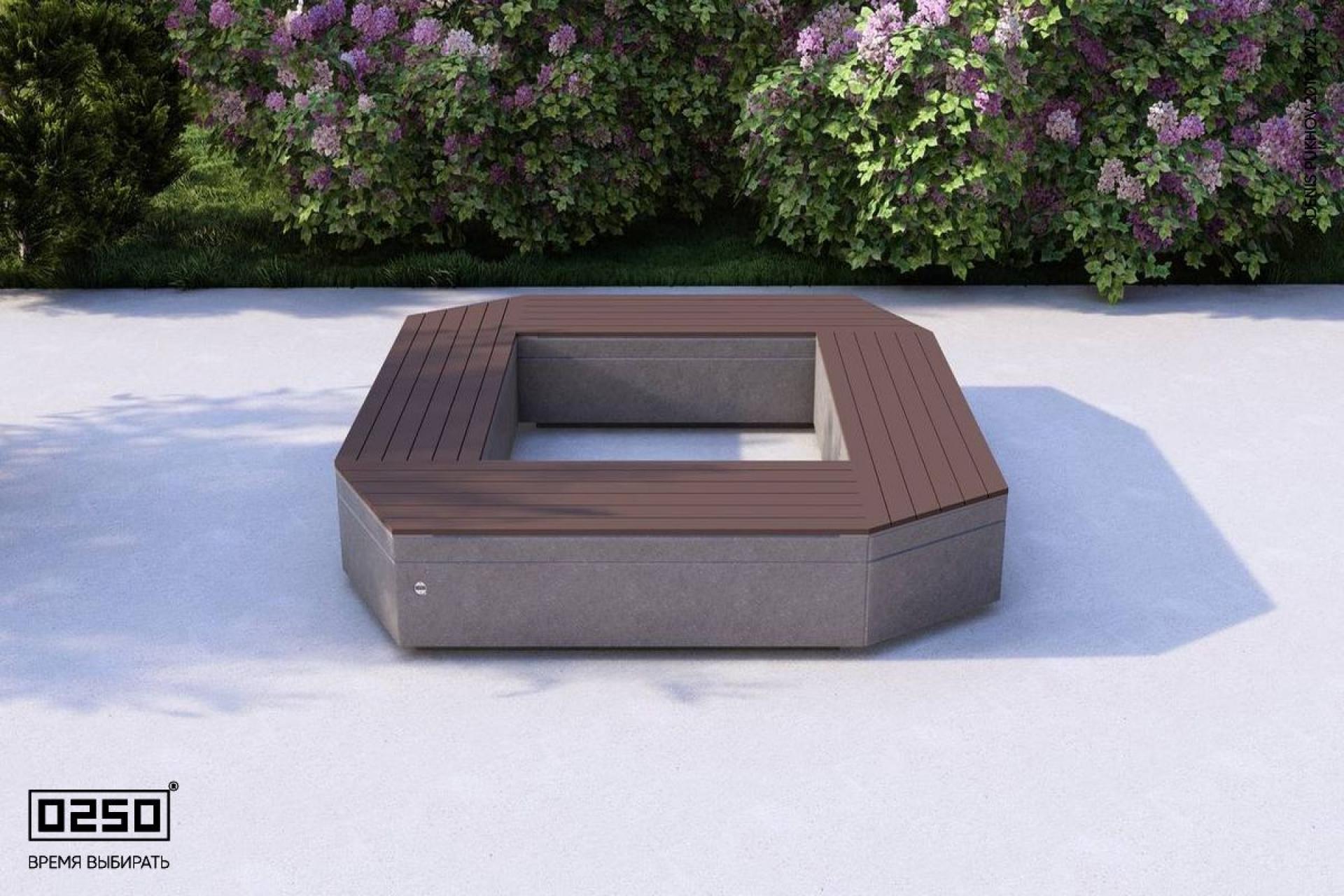 Визуализация: Модульная квадратная скамейка усеченная на блоке из ультрабетона черного цвета