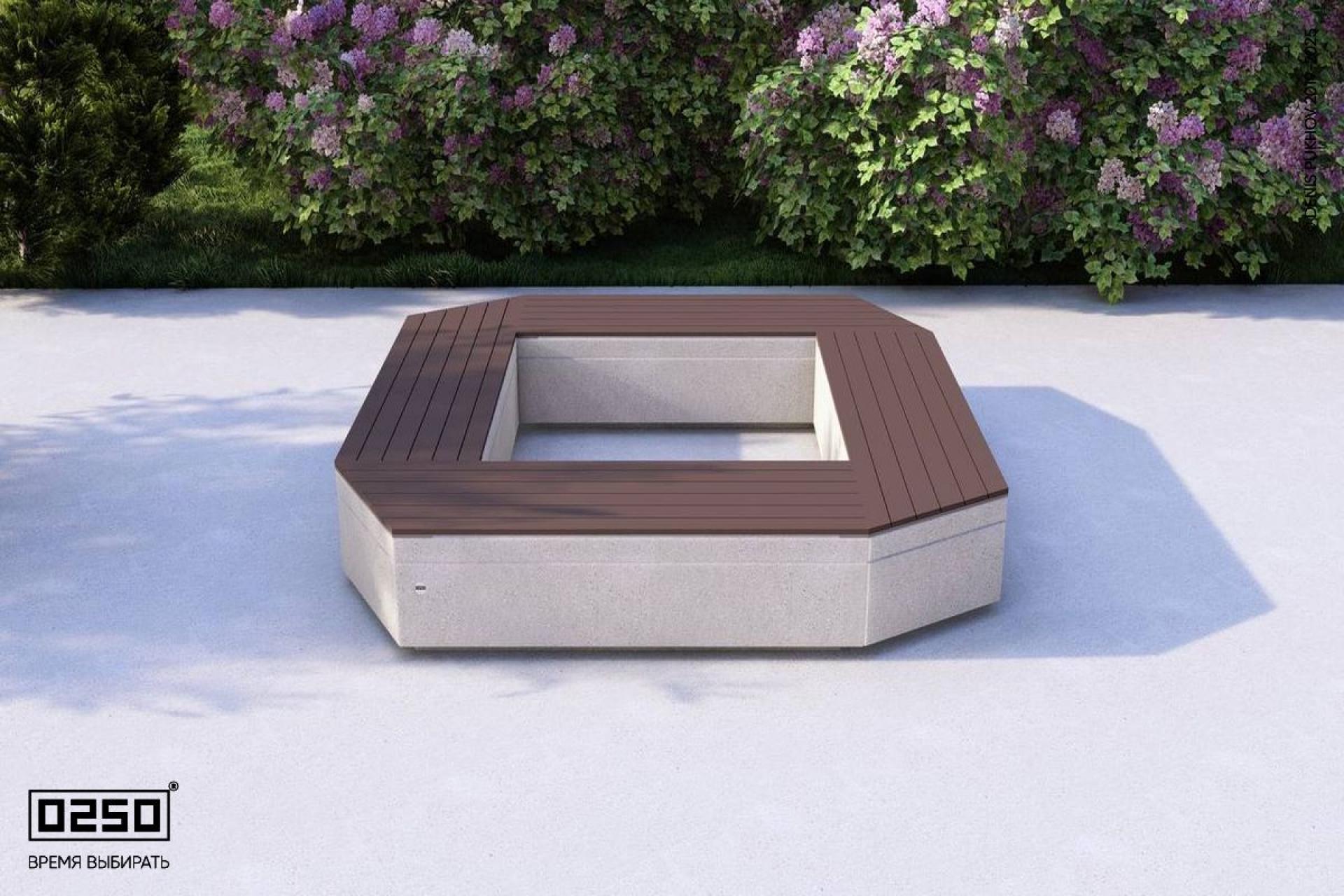 Визуализация: Модульная квадратная скамейка усеченная на блоке из ультрабетона серого цвета