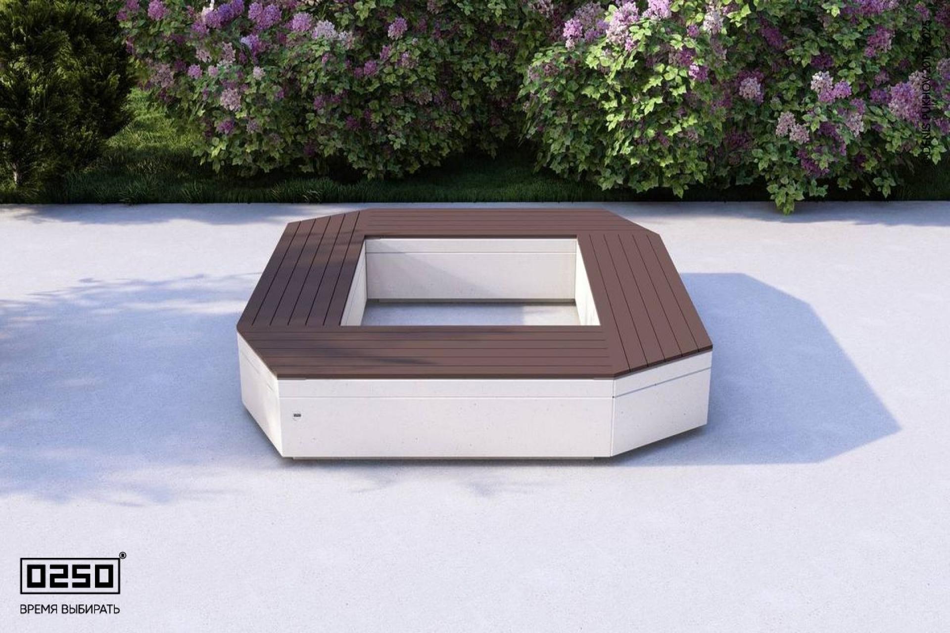 Визуализация: Модульная квадратная скамейка усеченная на блоке из ультрабетона белого цвета