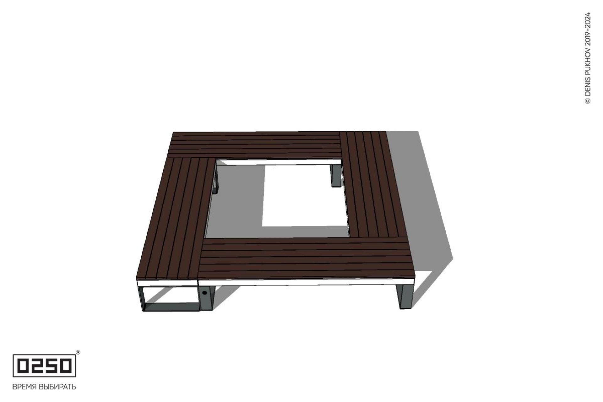 Уличная Квадратная скамейка на ножках производство 0250