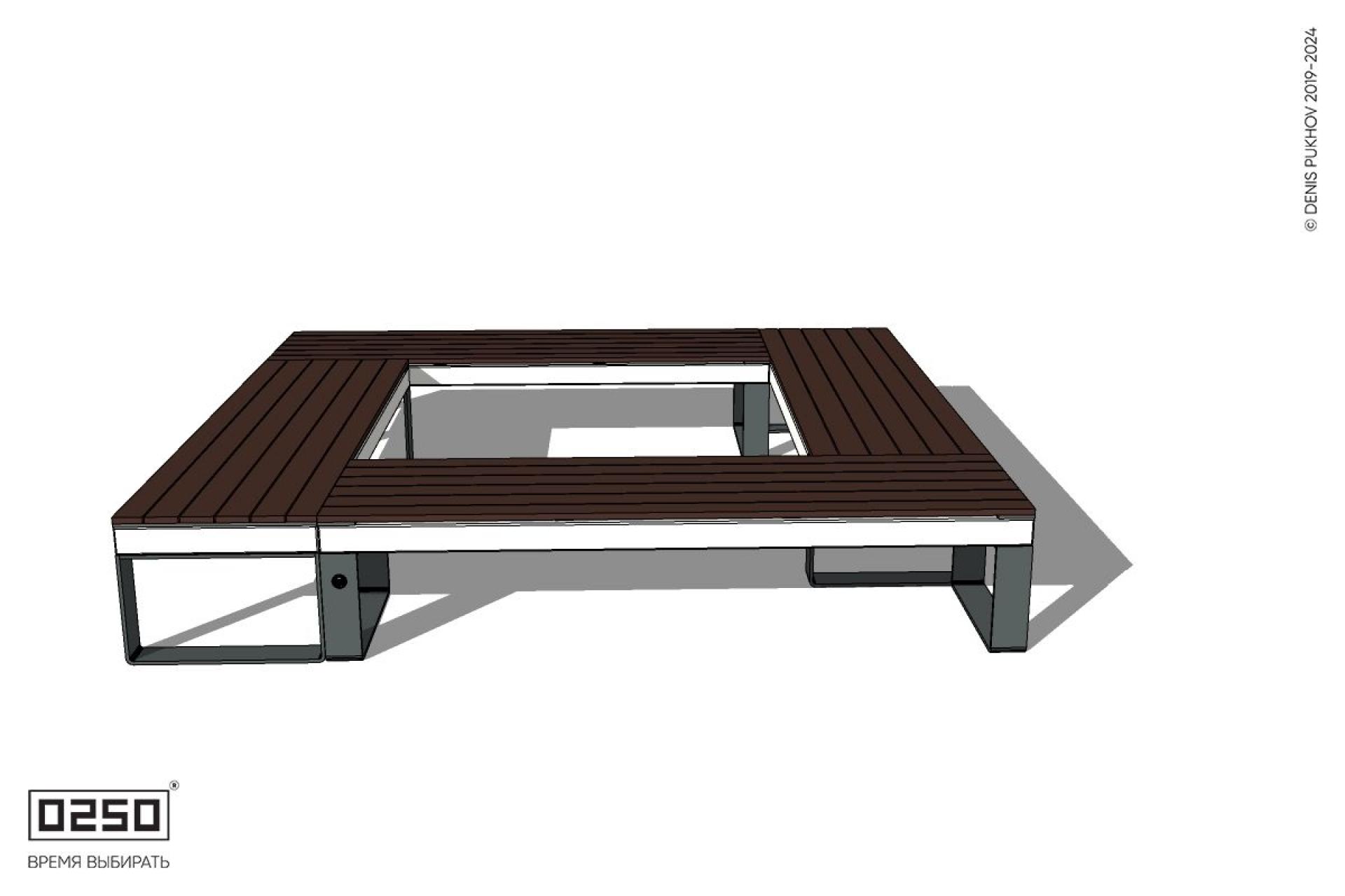 Уличная Квадратная скамейка на ножках производство 0250