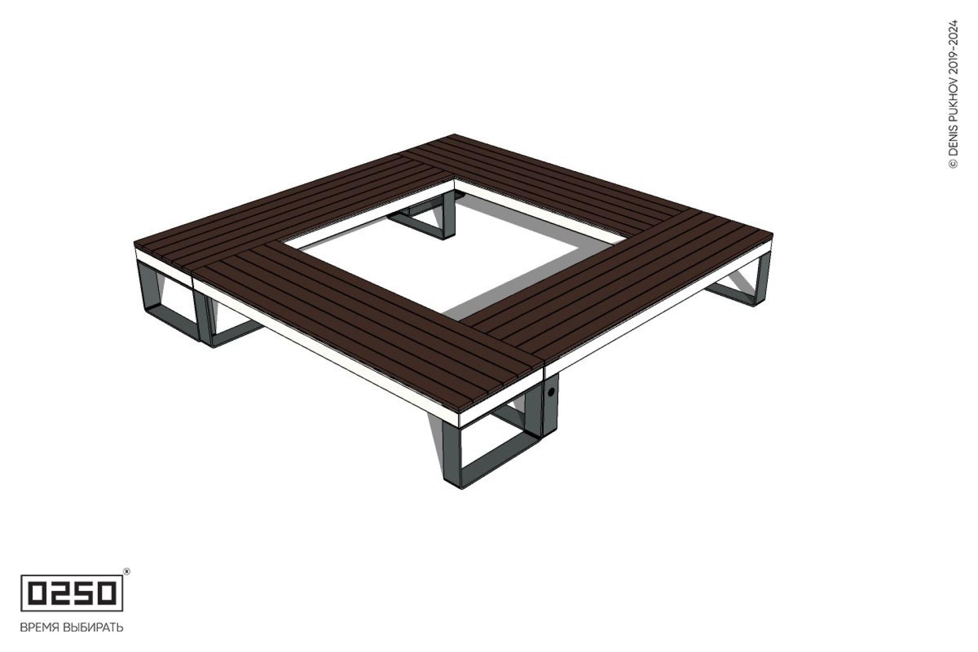 Уличная Квадратная скамейка на ножках производство 0250