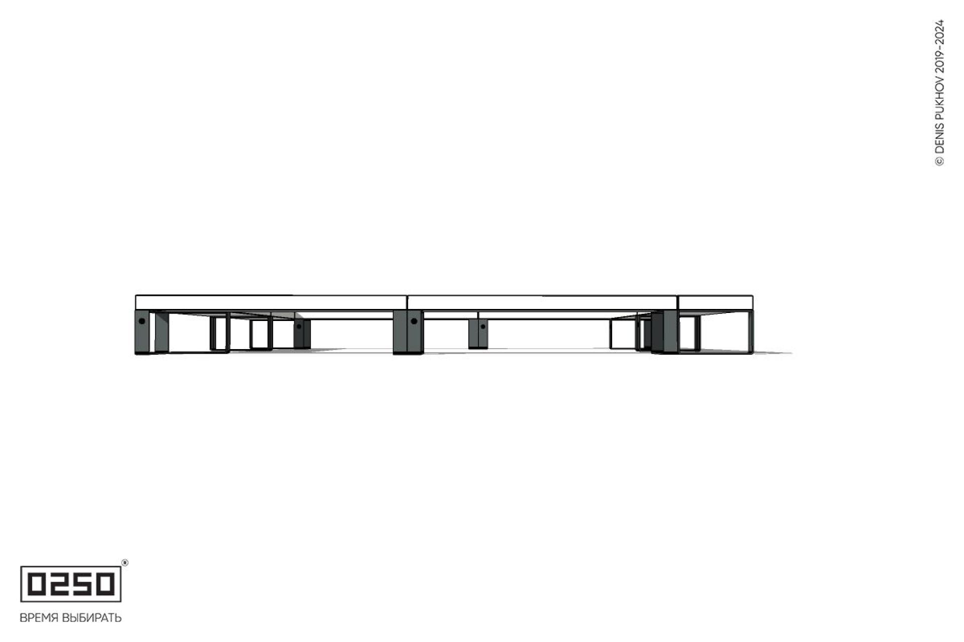 Уличная Бетонная квадратная скамейка двухпролетная на ножках производство 0250