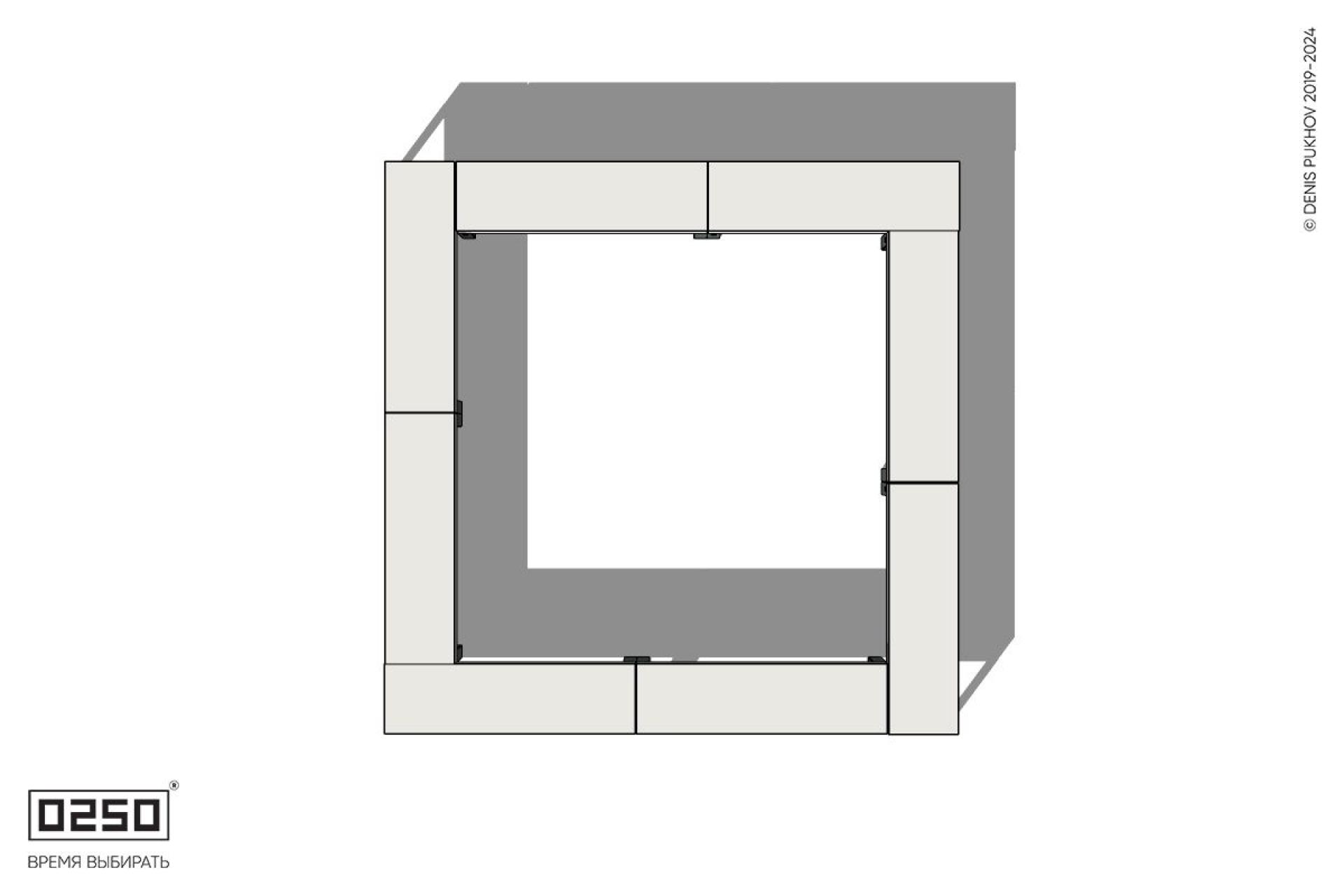 Уличная Бетонная квадратная скамейка двухпролетная на ножках производство 0250, module