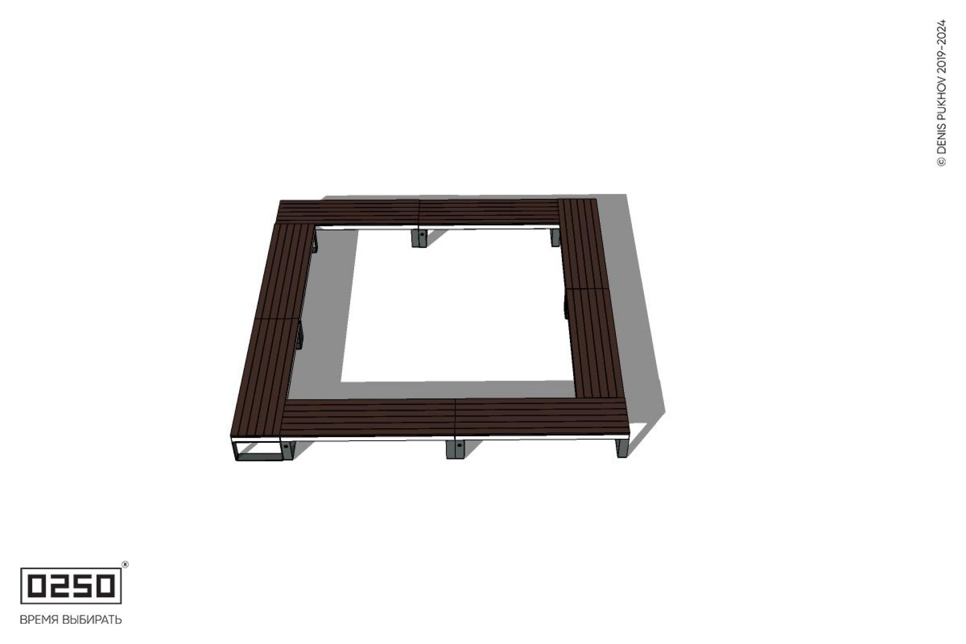 Уличная Квадратная скамейка на ножках двухпролетная производство 0250