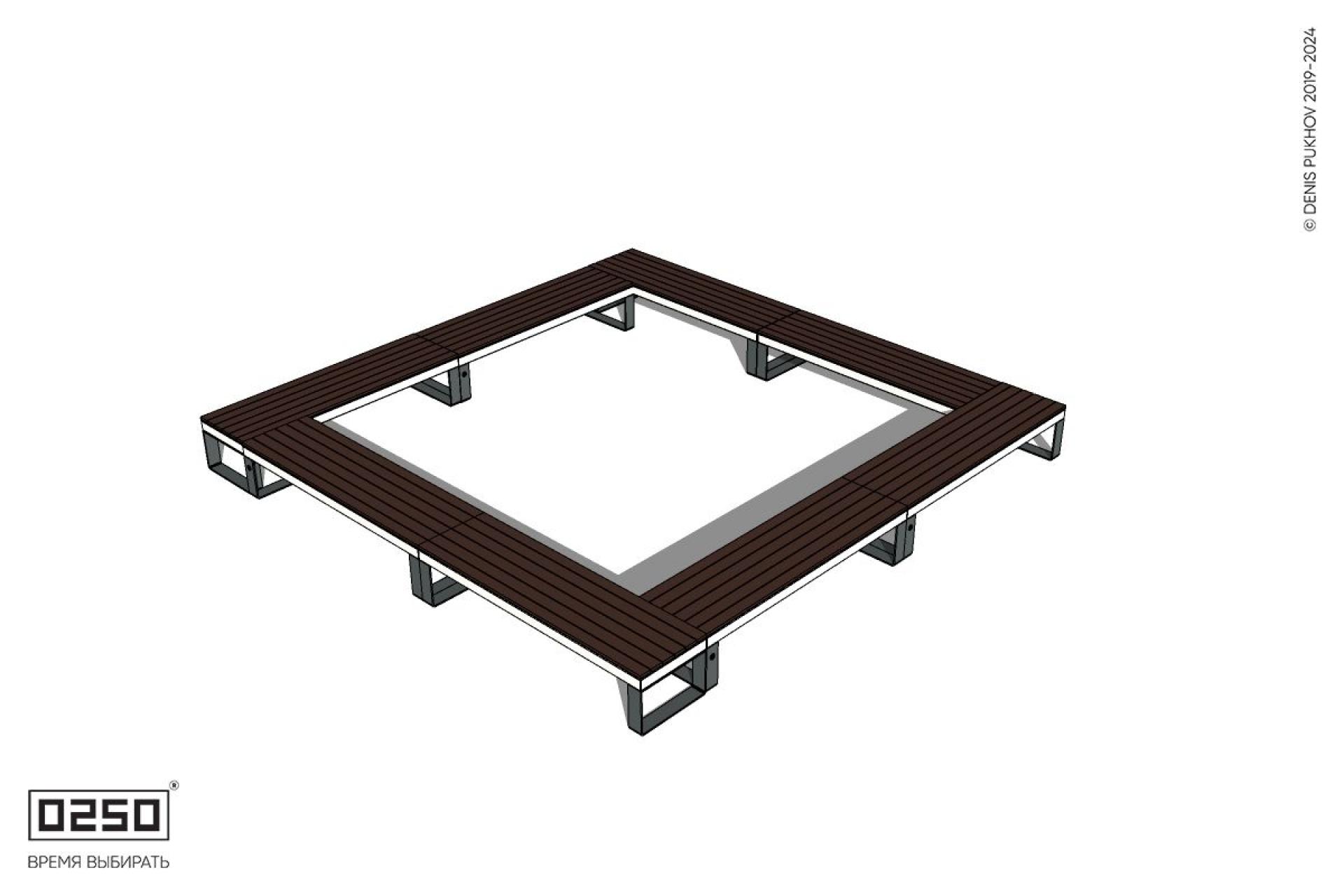 Уличная Квадратная скамейка на ножках двухпролетная производство 0250