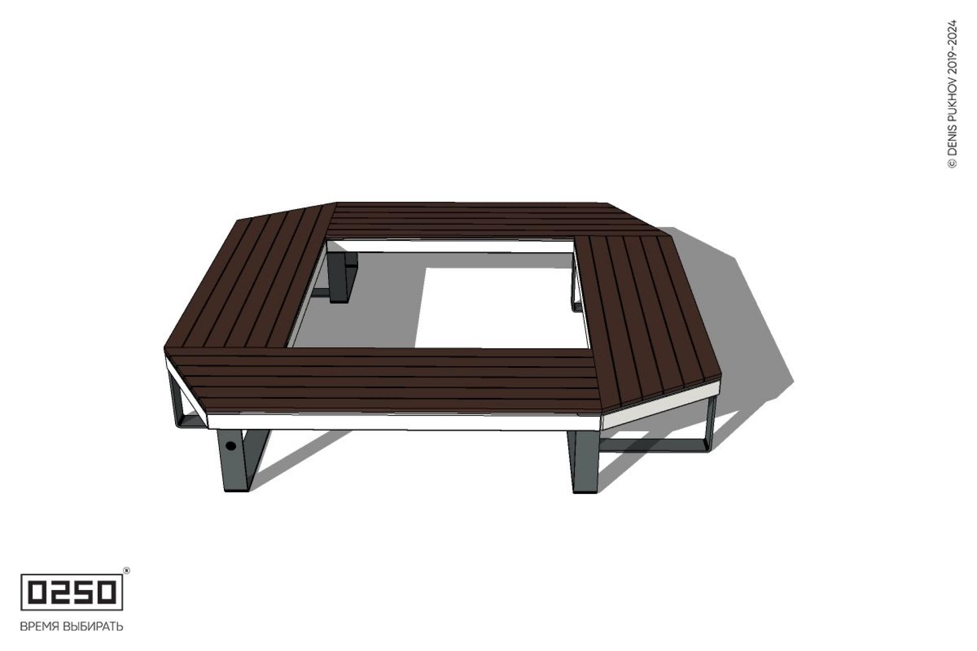 Уличная Квадратная скамейка на ножках усеченная производство 0250