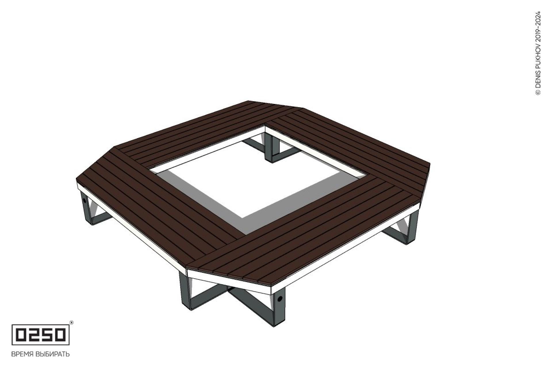Уличная Квадратная скамейка на ножках усеченная производство 0250