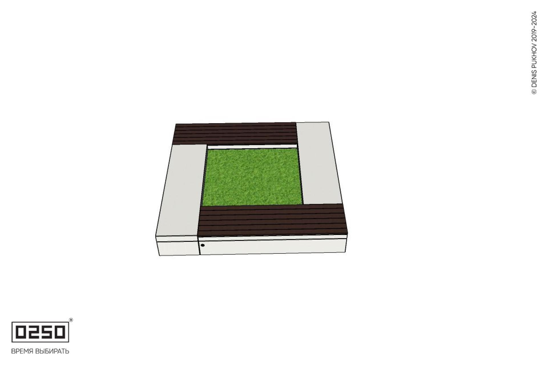 Уличная Квадратная скамейка цветник с комбинированным настилом производство 0250