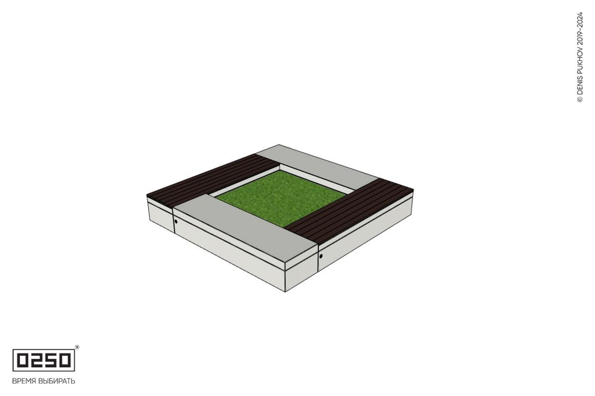 Уличная Квадратная скамейка цветник с комбинированным настилом производство 0250, modul+