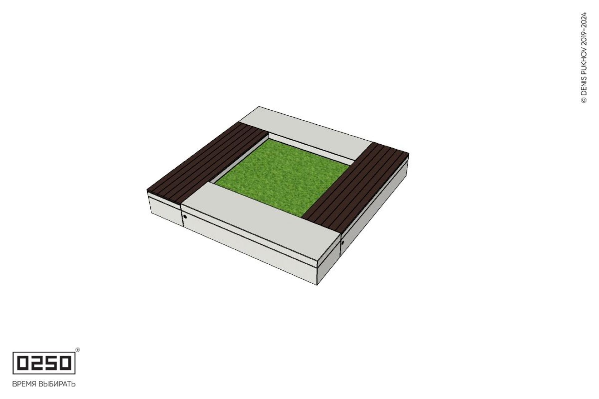 Уличная Квадратная скамейка цветник с комбинированным настилом производство 0250