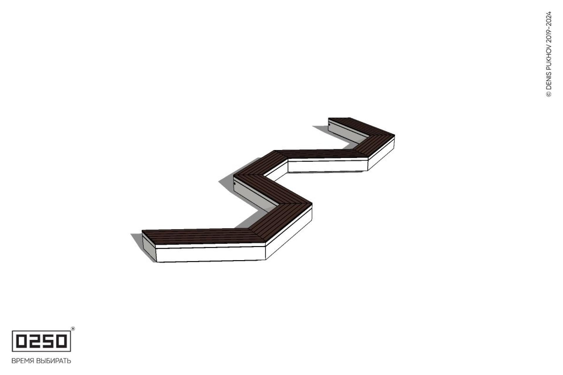 Уличная W-образная трапецеидальная короткая скамейка на блоке производство 0250