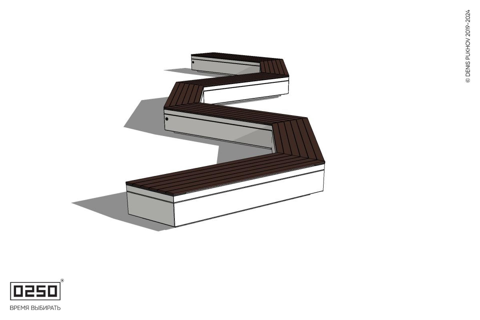 Уличная W-образная трапецеидальная короткая скамейка на блоке производство 0250