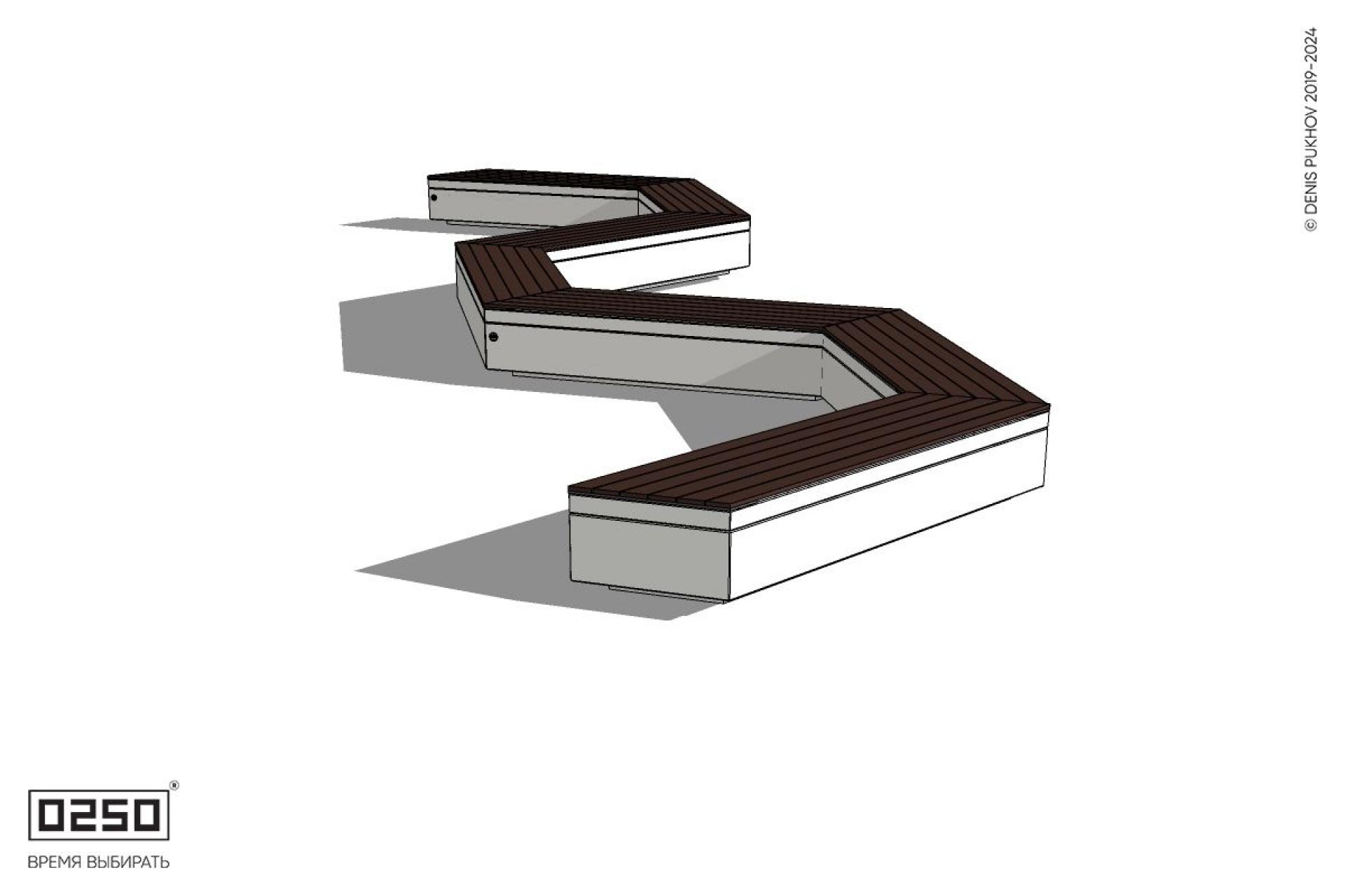 Уличная W-образная трапецеидальная короткая скамейка на блоке производство 0250