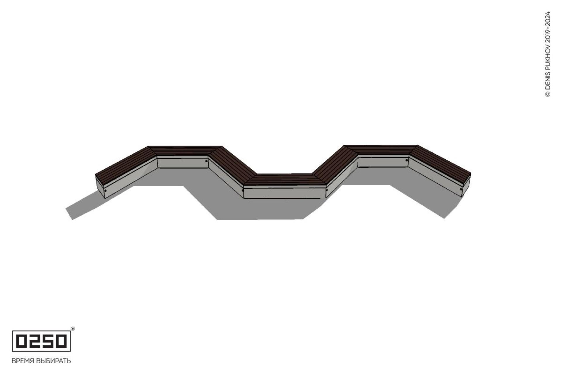 Уличная W-образная трапецеидальная короткая скамейка на блоке производство 0250