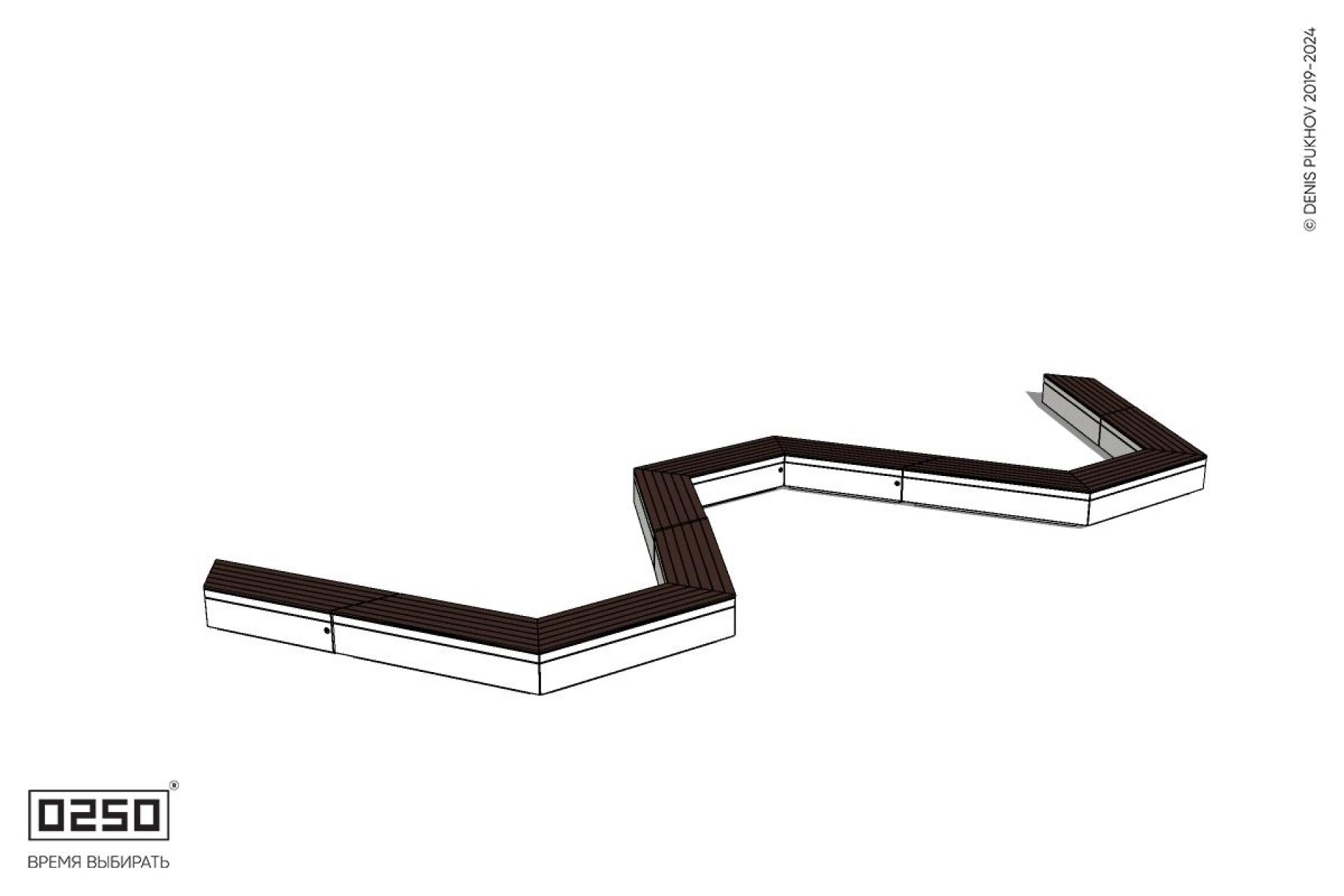 Уличная W-образная трапецеидальная широкая скамейка на блоке производство 0250