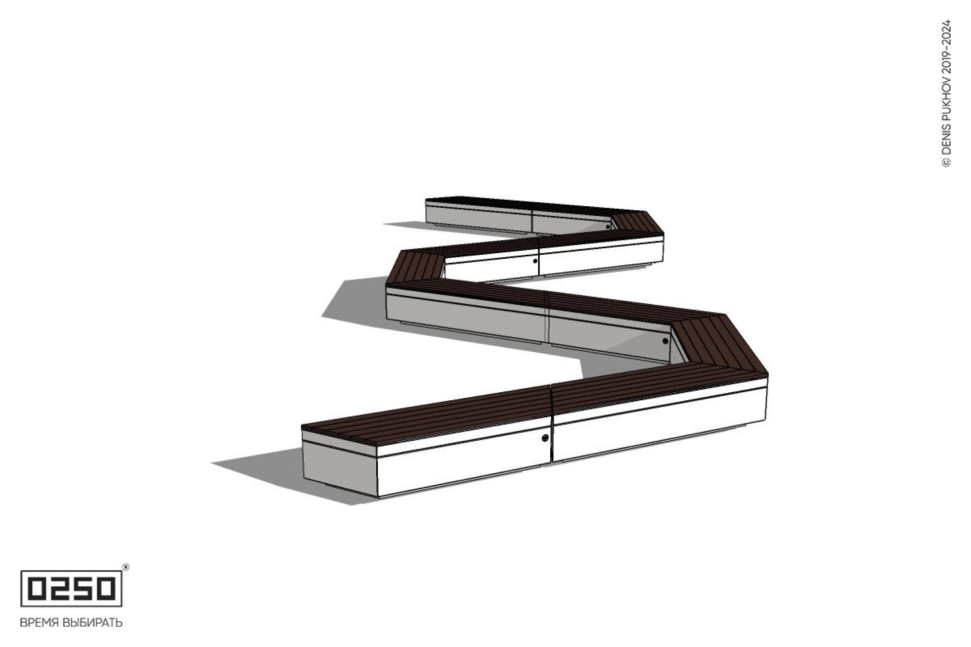 Уличная W-образная трапецеидальная широкая скамейка на блоке производство 0250