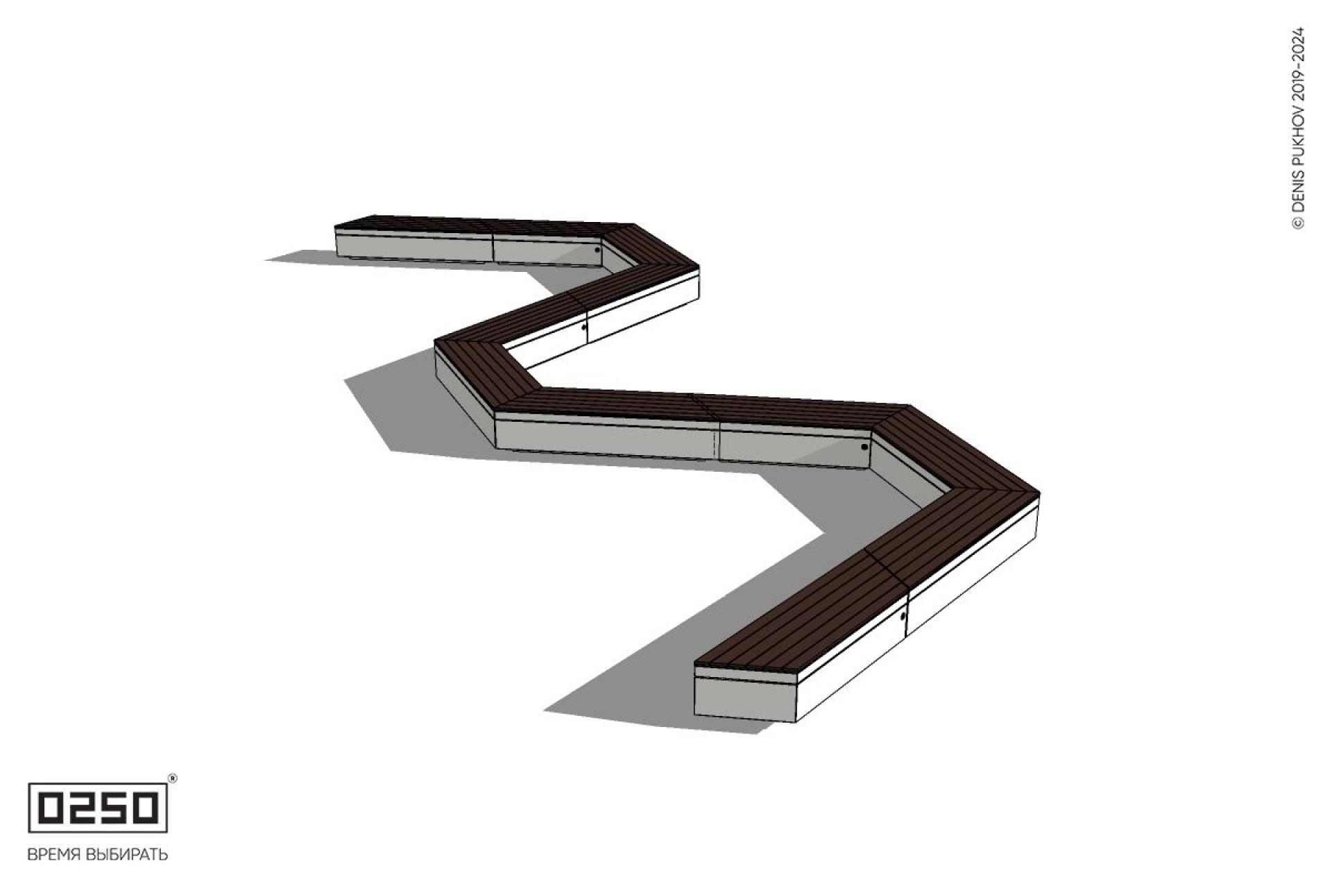 Уличная W-образная трапецеидальная широкая скамейка на блоке производство 0250
