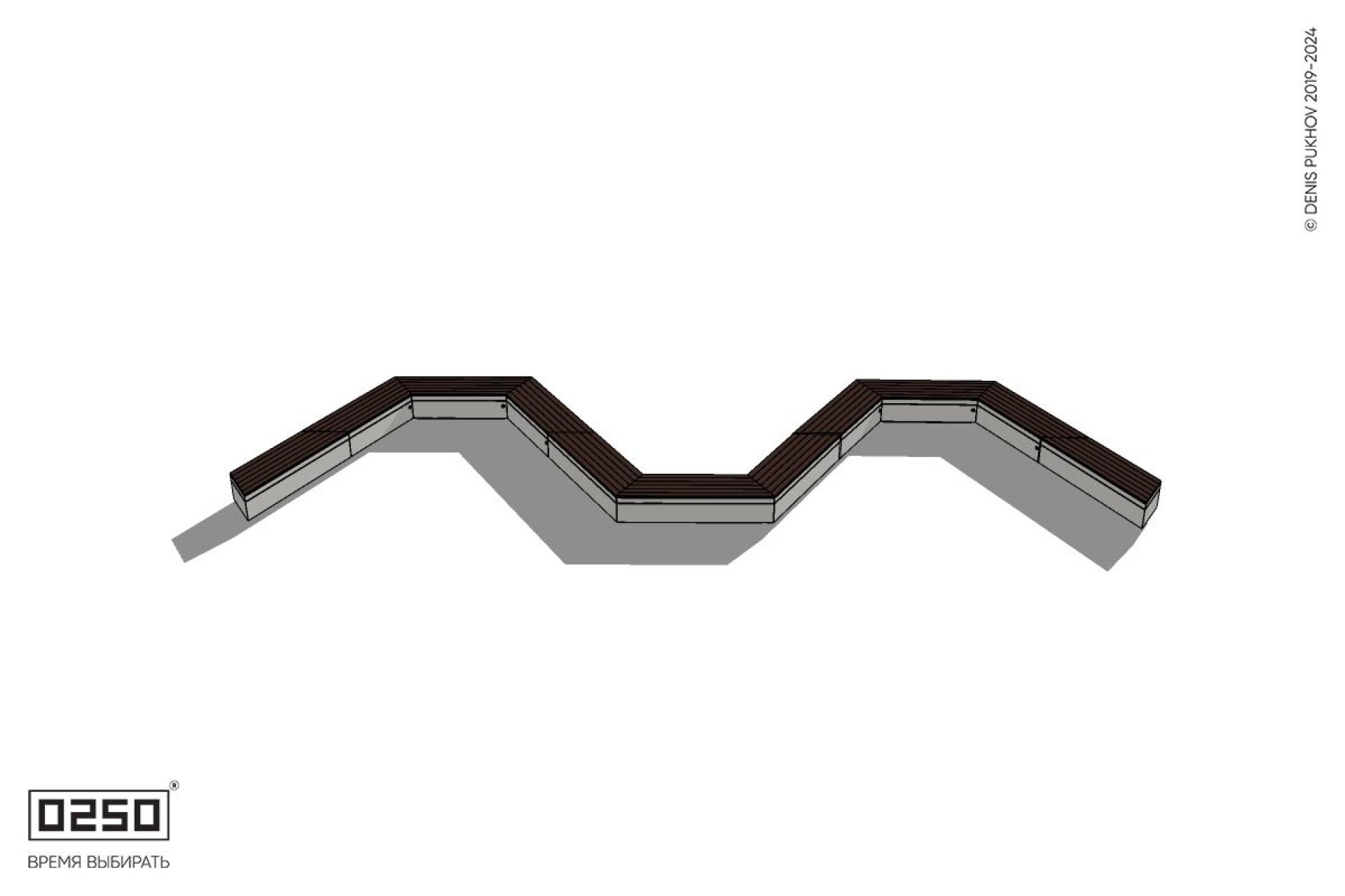 Уличная W-образная трапецеидальная широкая скамейка на блоке производство 0250