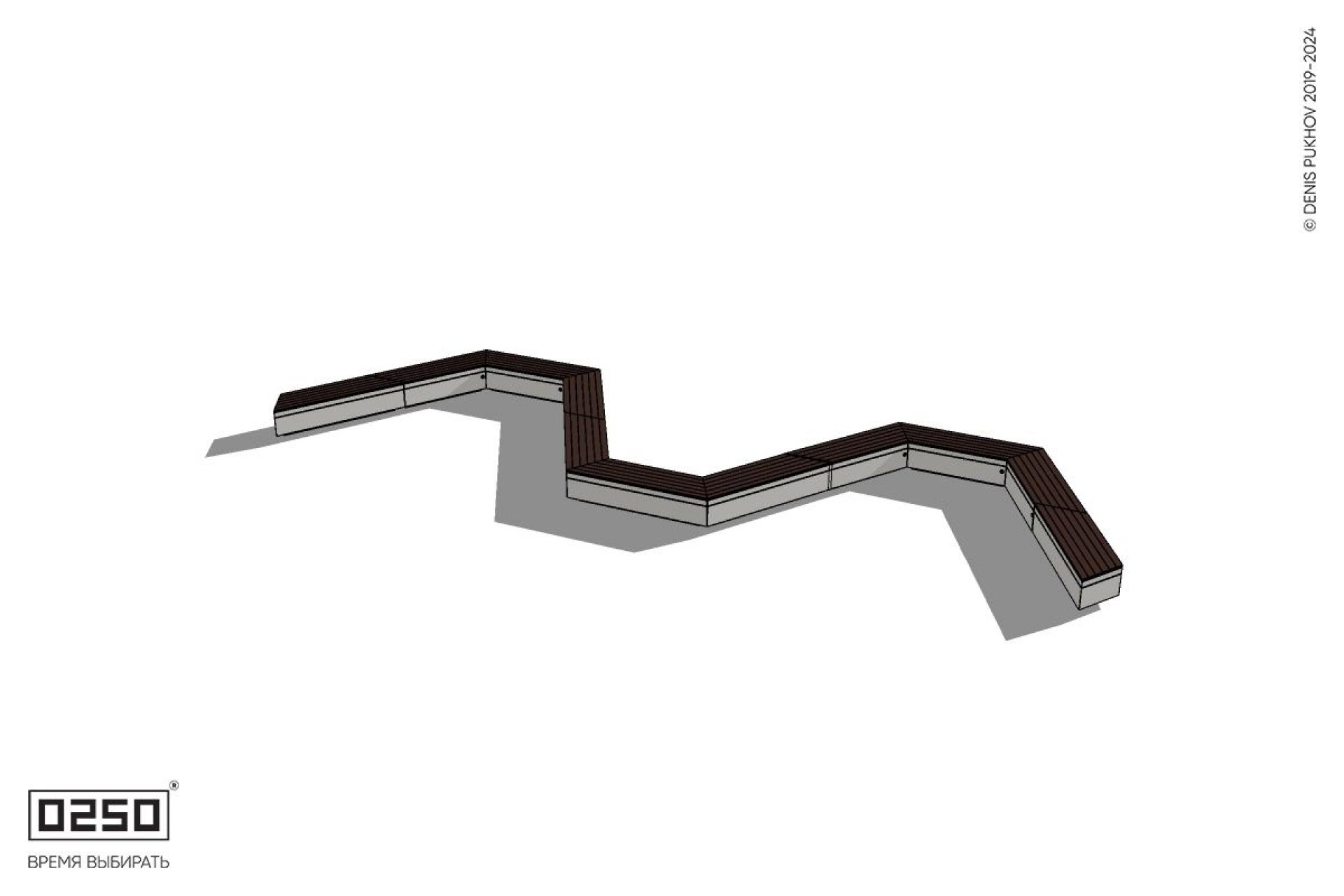 Уличная W-образная трапецеидальная широкая скамейка на блоке производство 0250