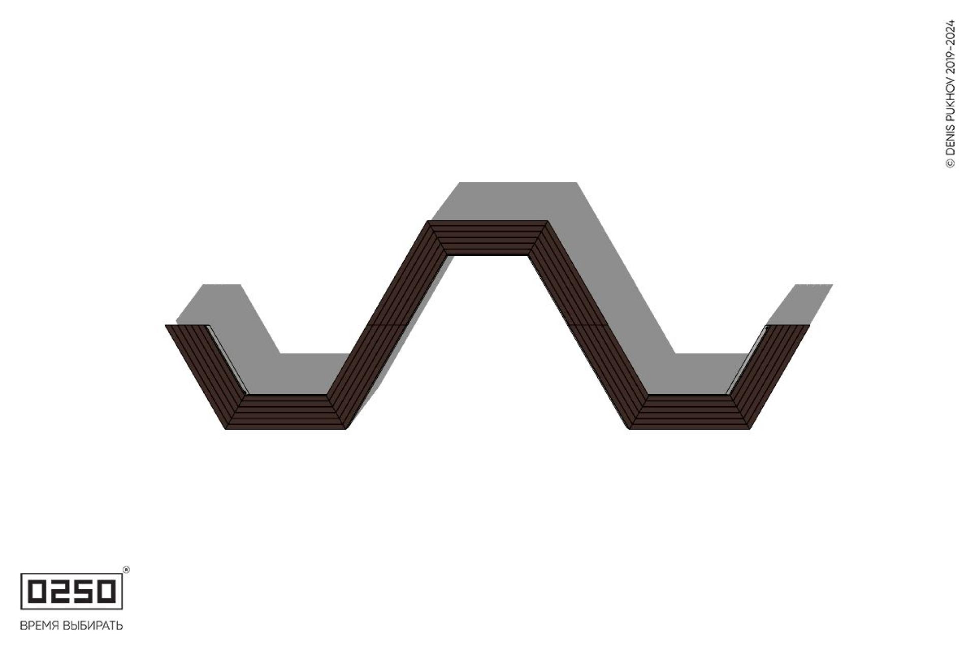 Уличная W-образная трапецеидальная широкая закрытая скамейка на блоке производство 0250, module