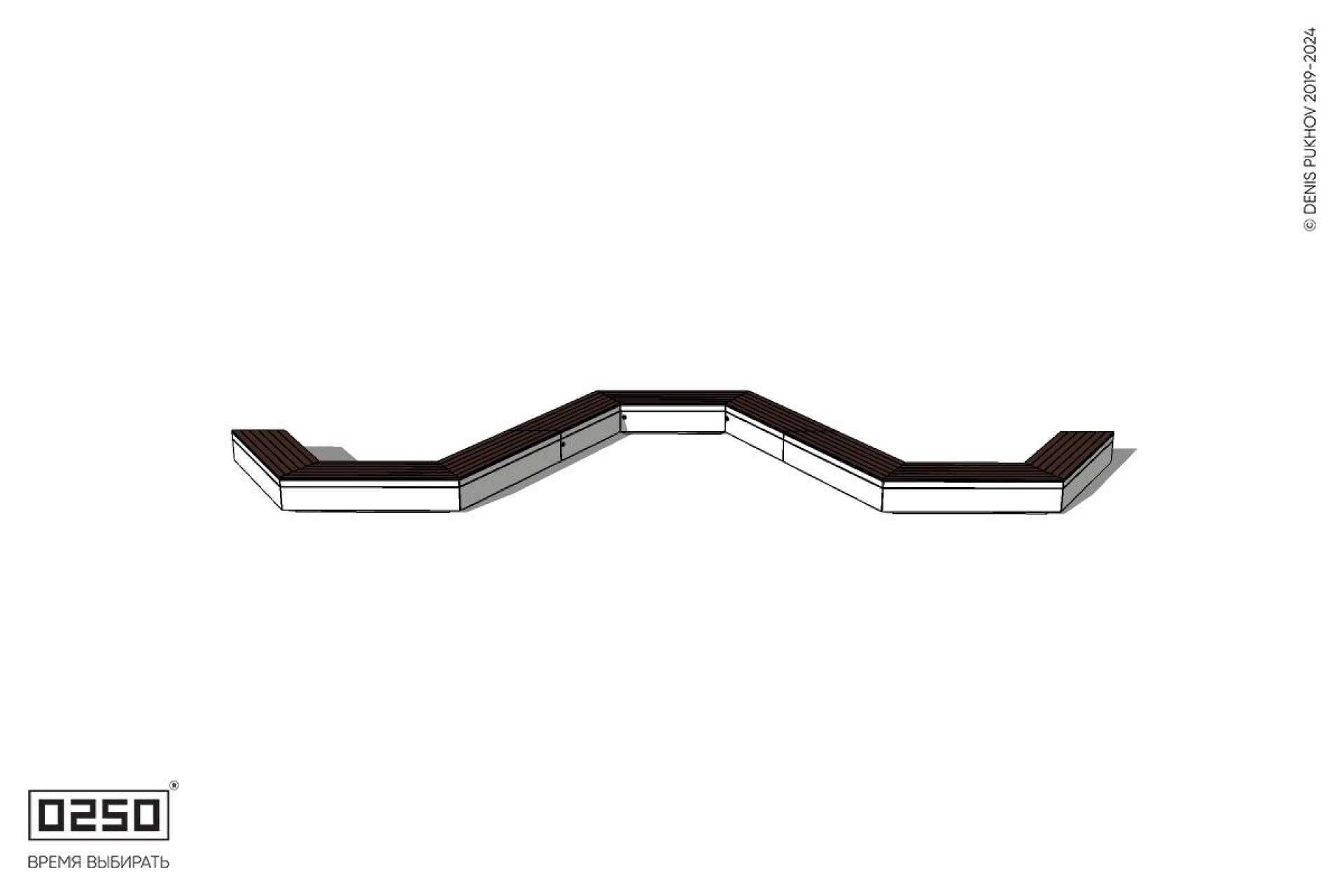 Уличная W-образная трапецеидальная широкая закрытая скамейка на блоке производство 0250