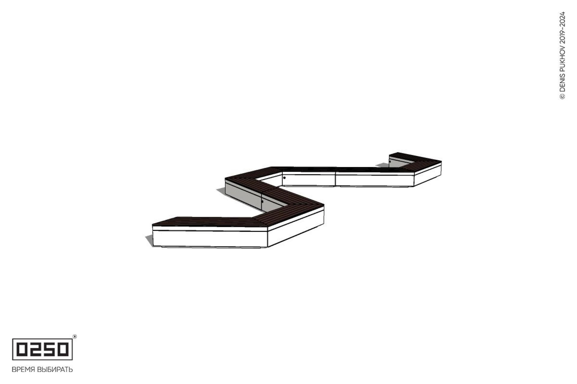 Уличная W-образная трапецеидальная широкая закрытая скамейка на блоке производство 0250