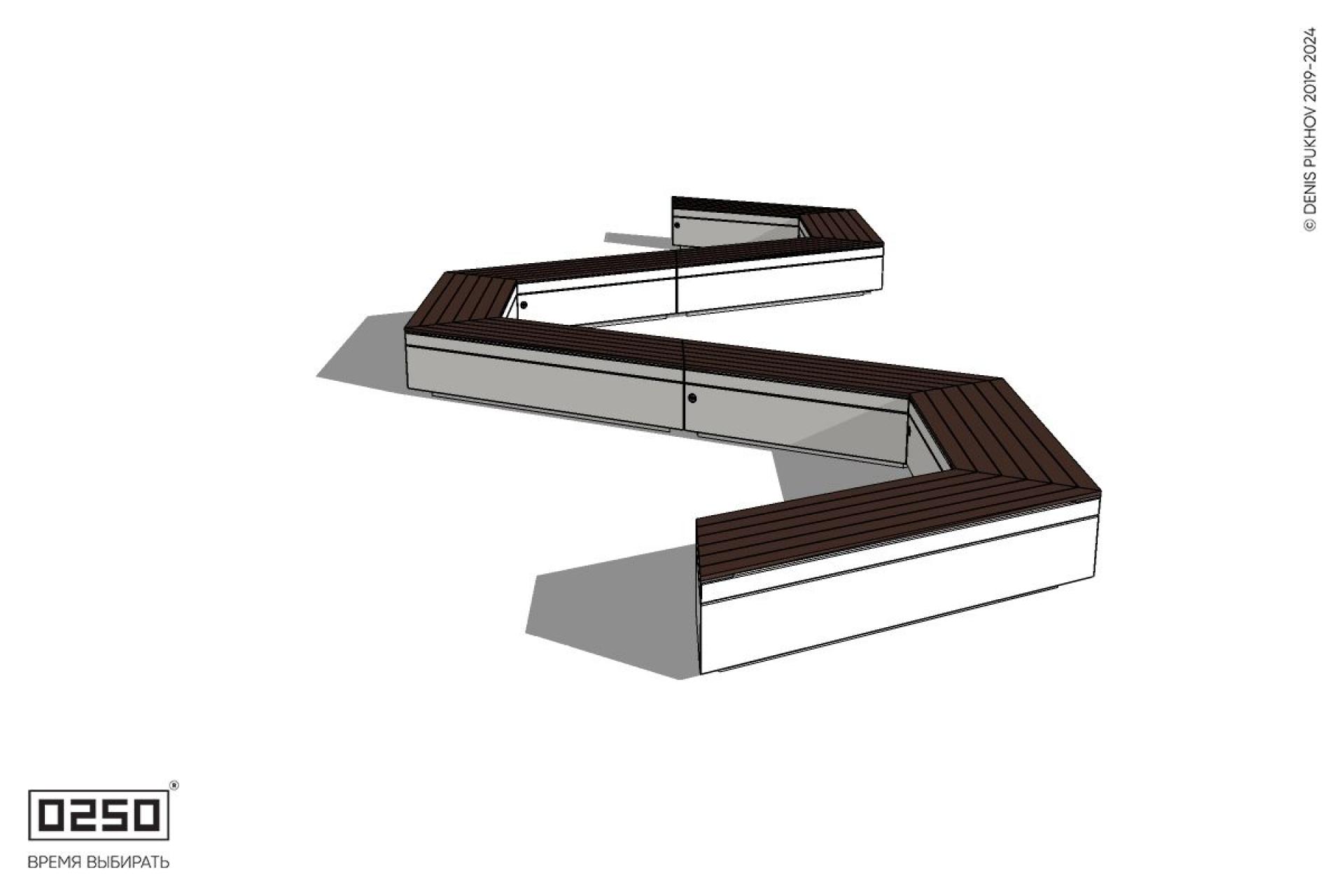 Уличная W-образная трапецеидальная широкая закрытая скамейка на блоке производство 0250