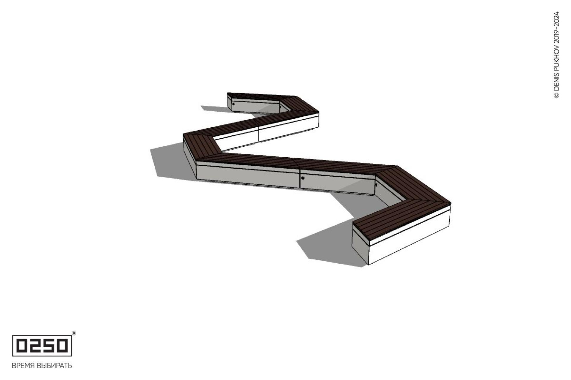 Уличная W-образная трапецеидальная широкая закрытая скамейка на блоке производство 0250