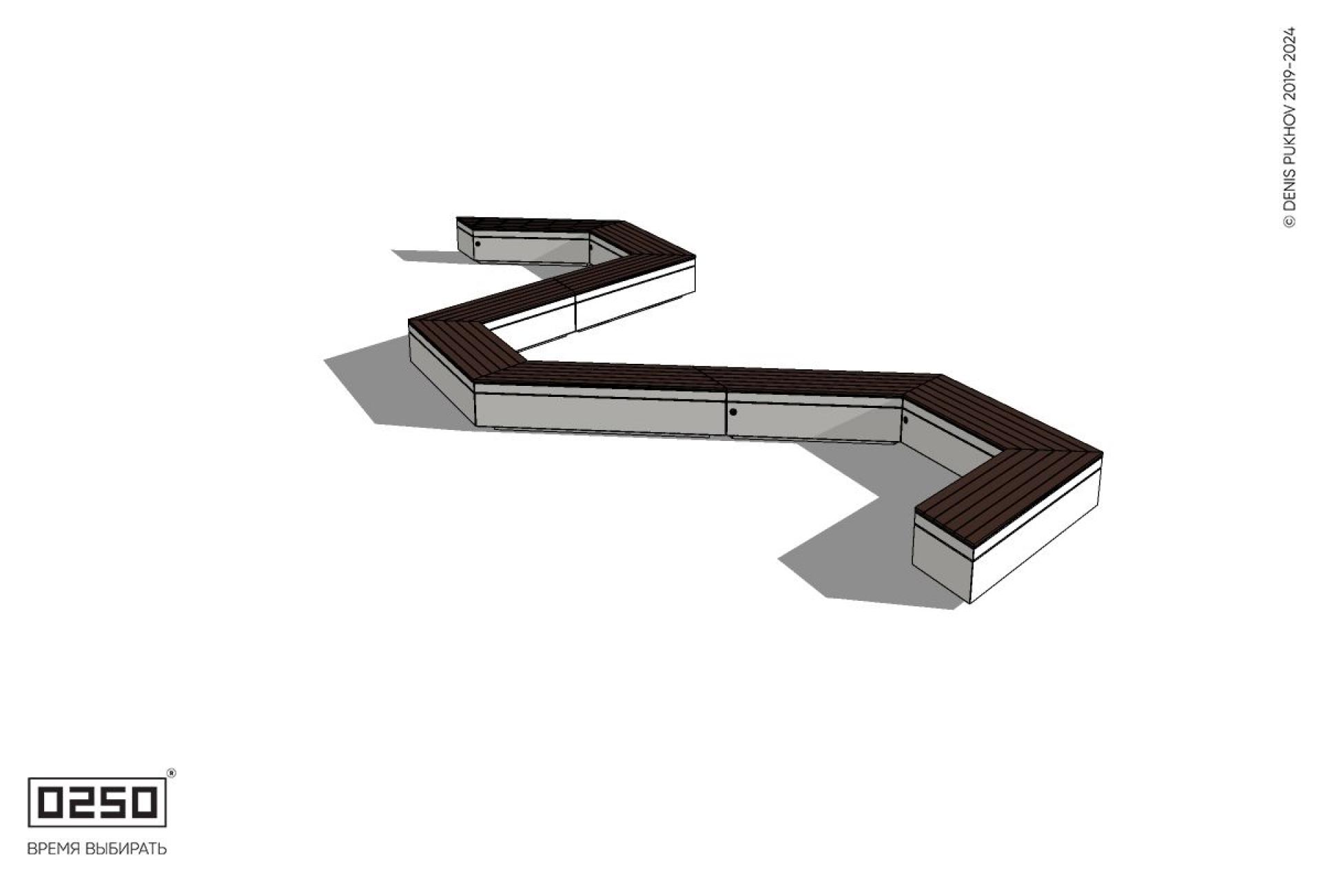 Уличная W-образная трапецеидальная широкая закрытая скамейка на блоке производство 0250