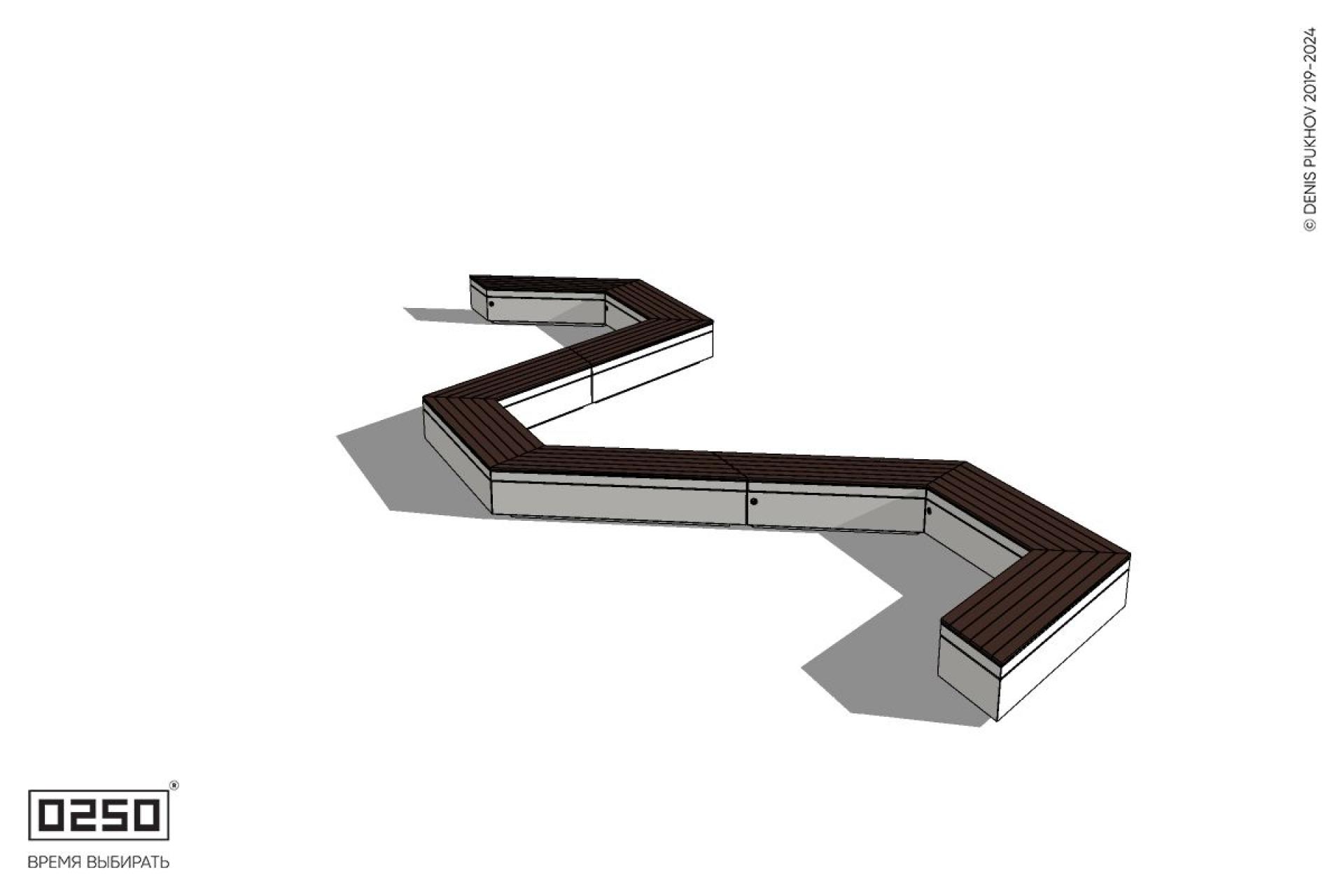 Уличная W-образная трапецеидальная широкая закрытая скамейка на блоке производство 0250