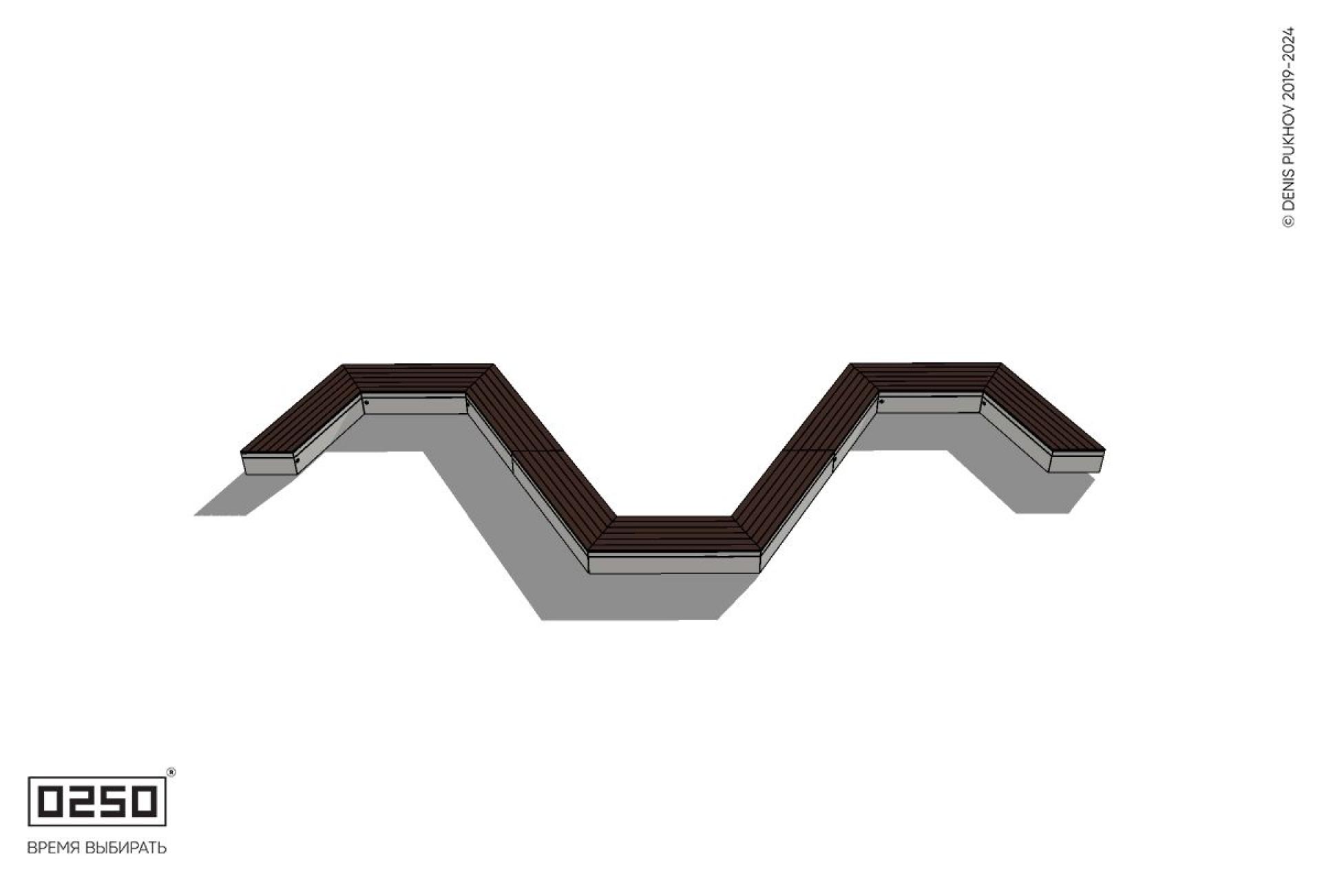 Уличная W-образная трапецеидальная широкая закрытая скамейка на блоке производство 0250