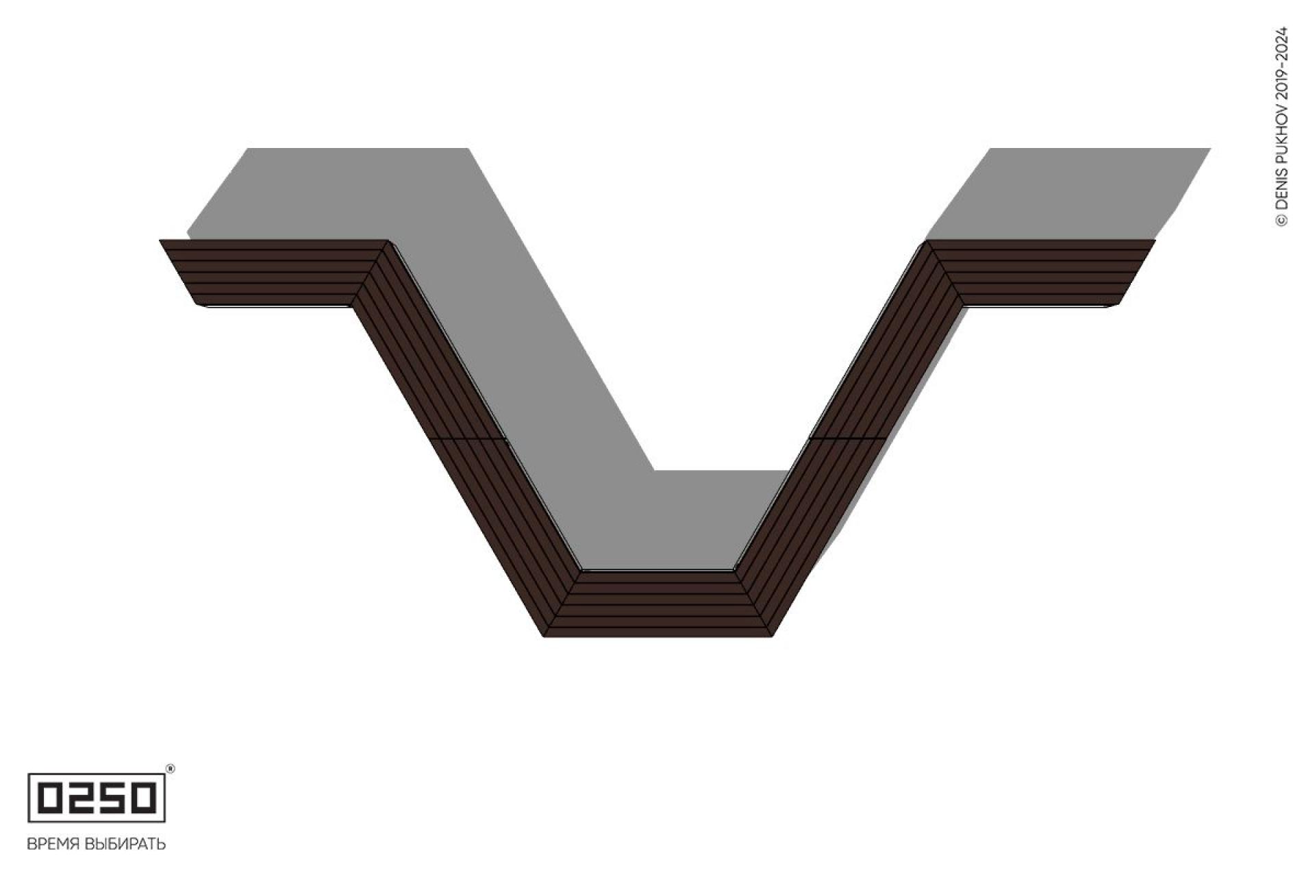 Уличная U-образная трапециевидная длинная скамейка на блоке производство 0250, module