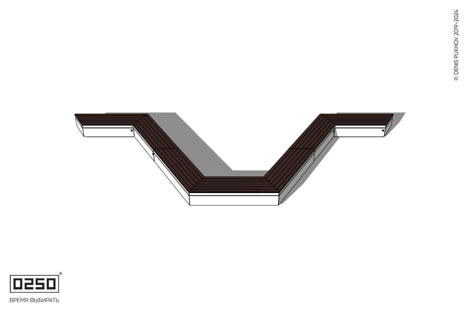 Уличная U-образная трапециевидная длинная скамейка на блоке производство 0250