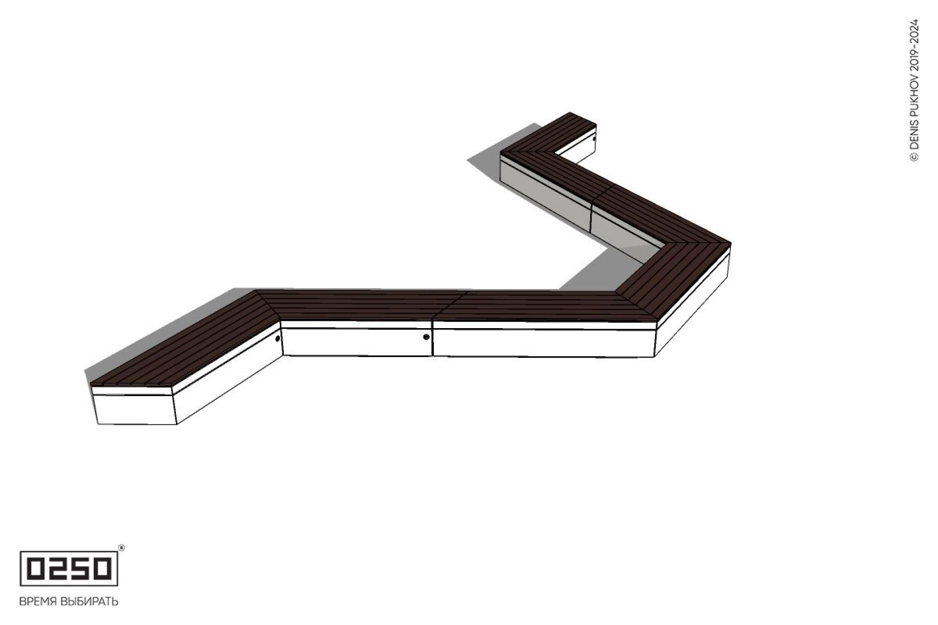 Уличная U-образная трапециевидная длинная скамейка на блоке производство 0250