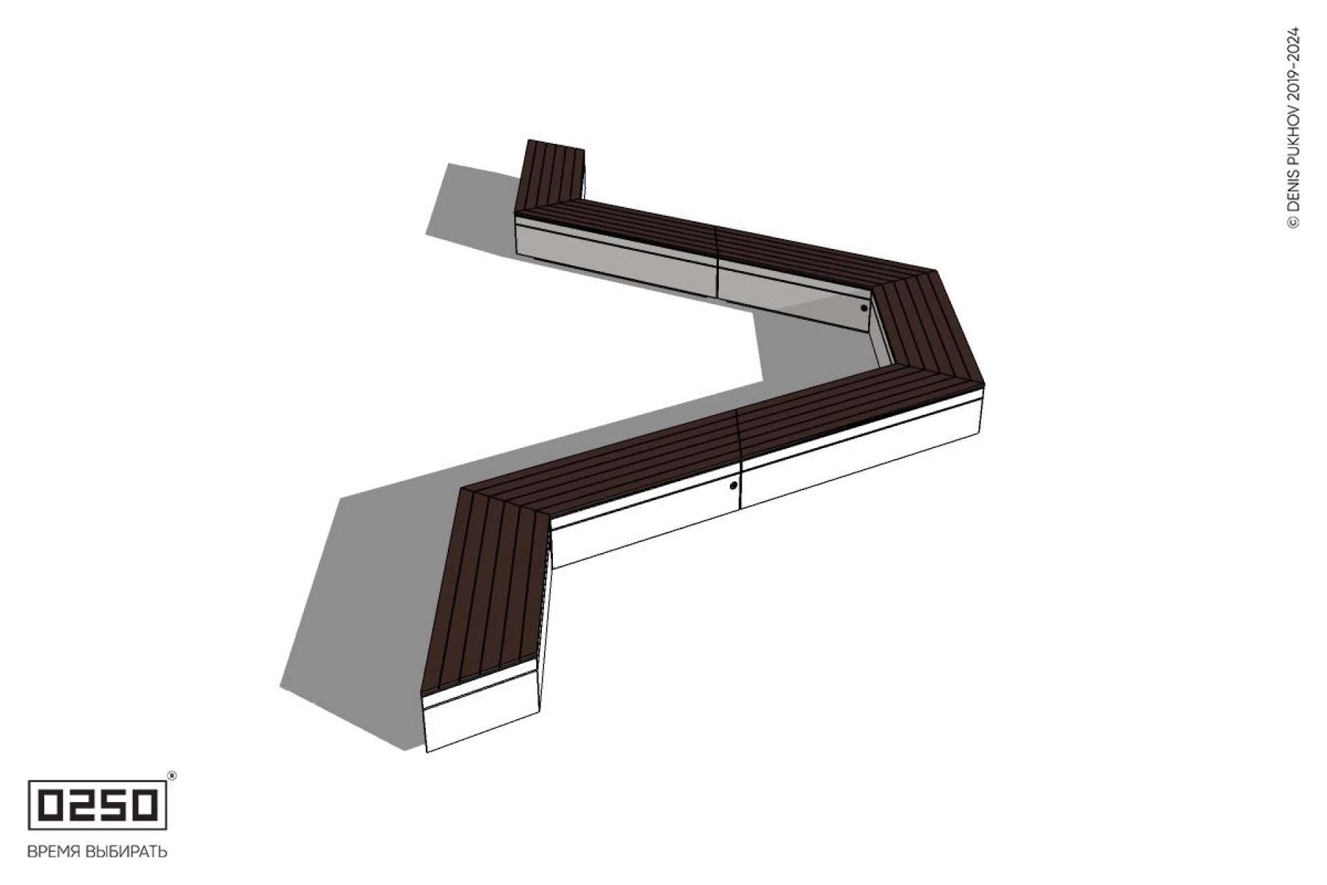 Уличная U-образная трапециевидная длинная скамейка на блоке производство 0250