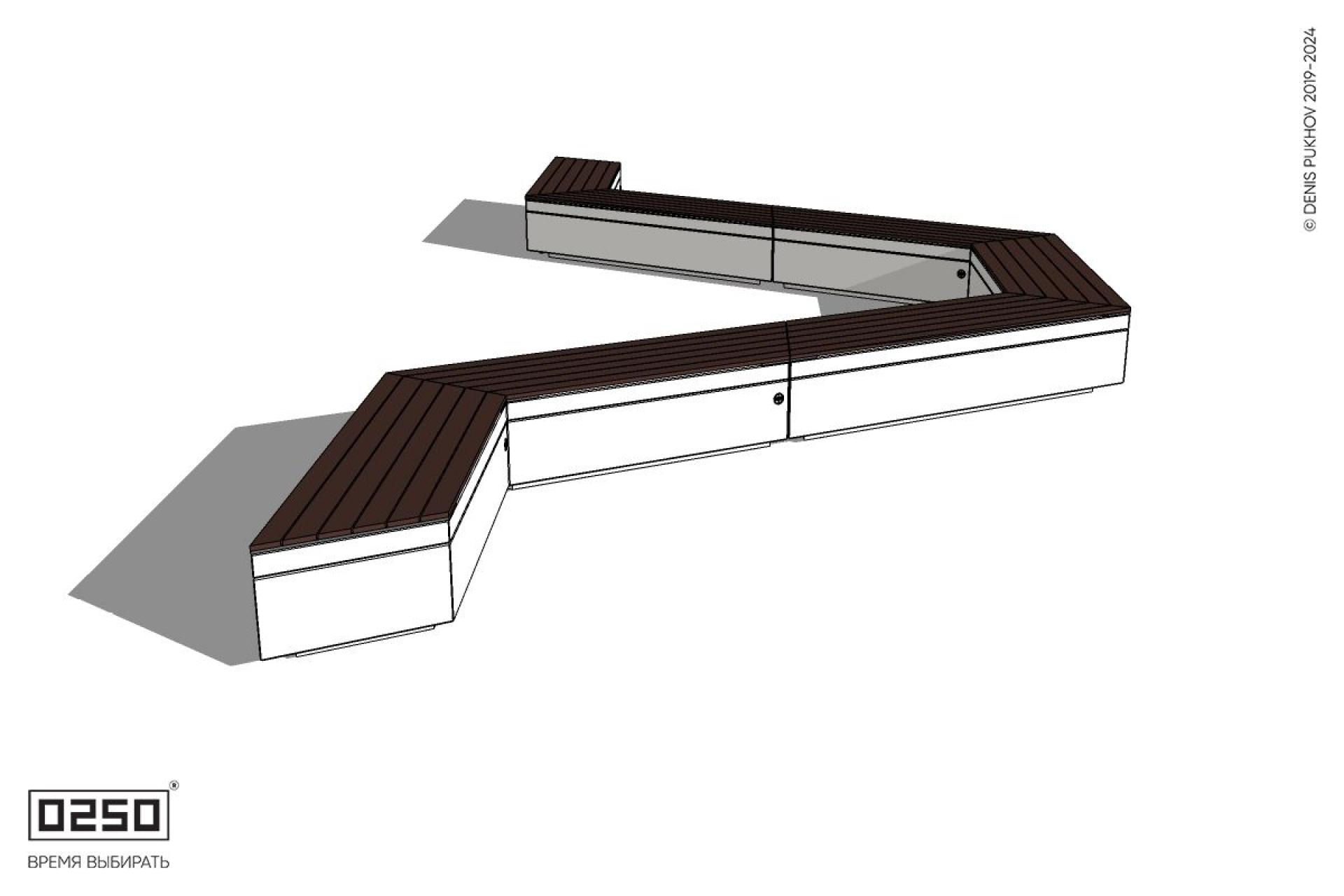 Уличная U-образная трапециевидная длинная скамейка на блоке производство 0250