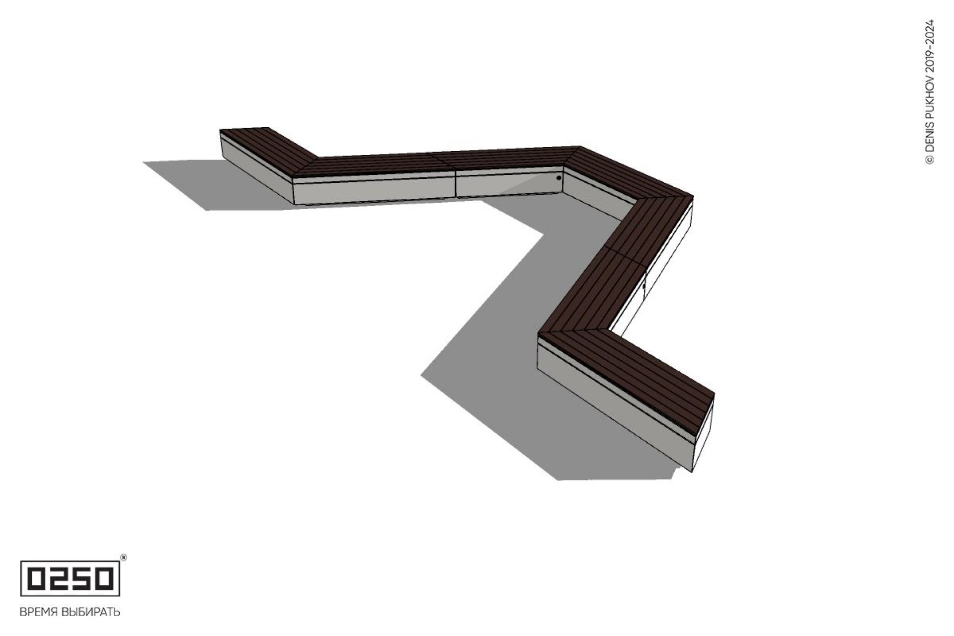 Уличная U-образная трапециевидная длинная скамейка на блоке производство 0250