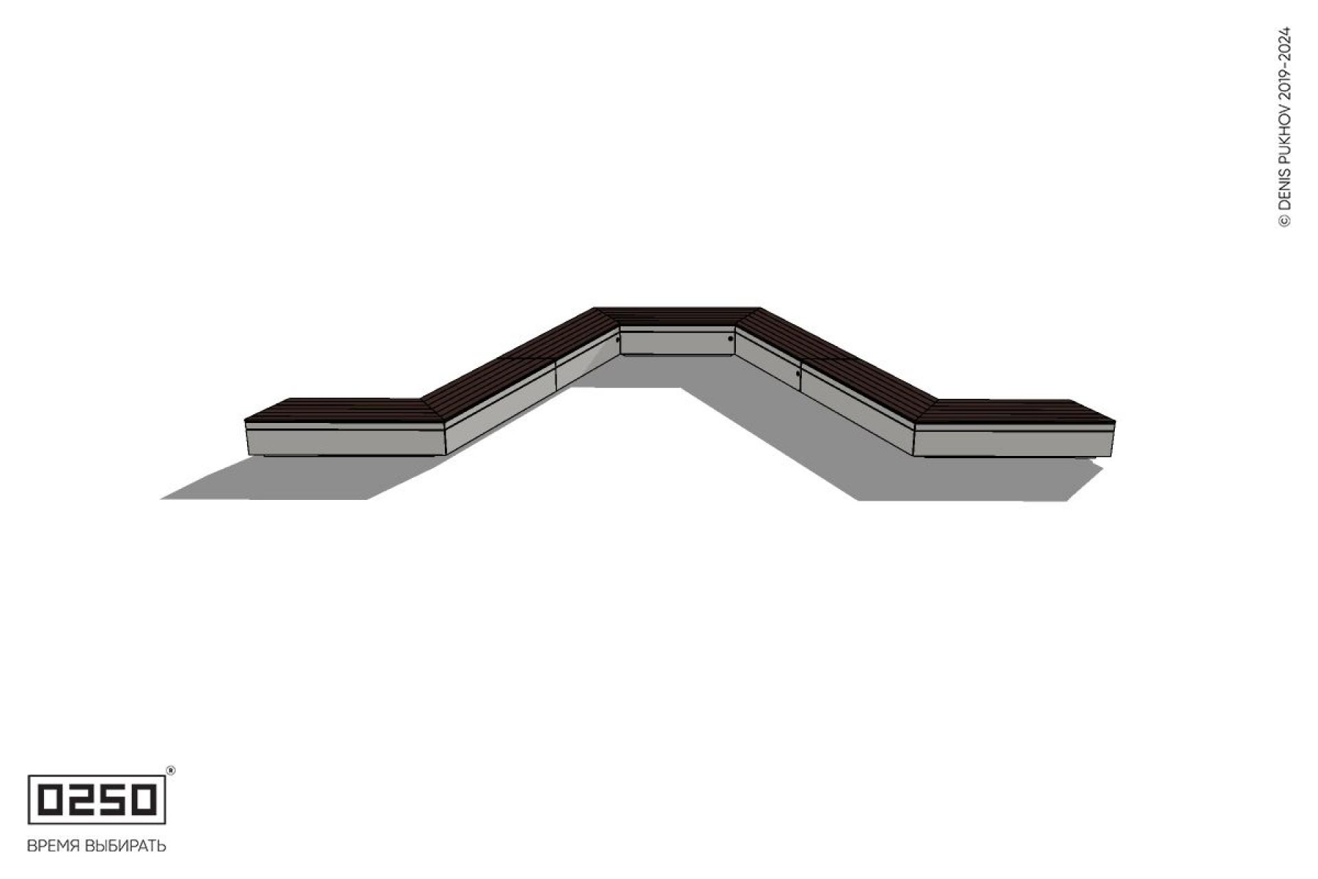 Уличная U-образная трапециевидная длинная скамейка на блоке производство 0250
