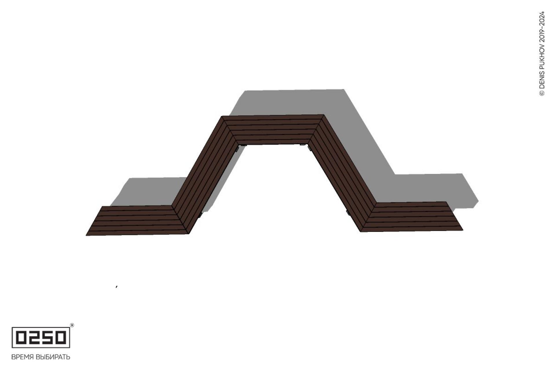 Уличная U-образная трапецеидальная длинная скамейка на ножках производство 0250, module