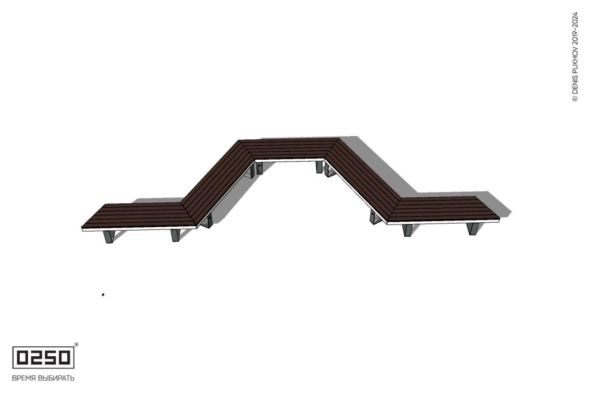 Уличная U-образная трапецеидальная длинная скамейка на ножках производство 0250