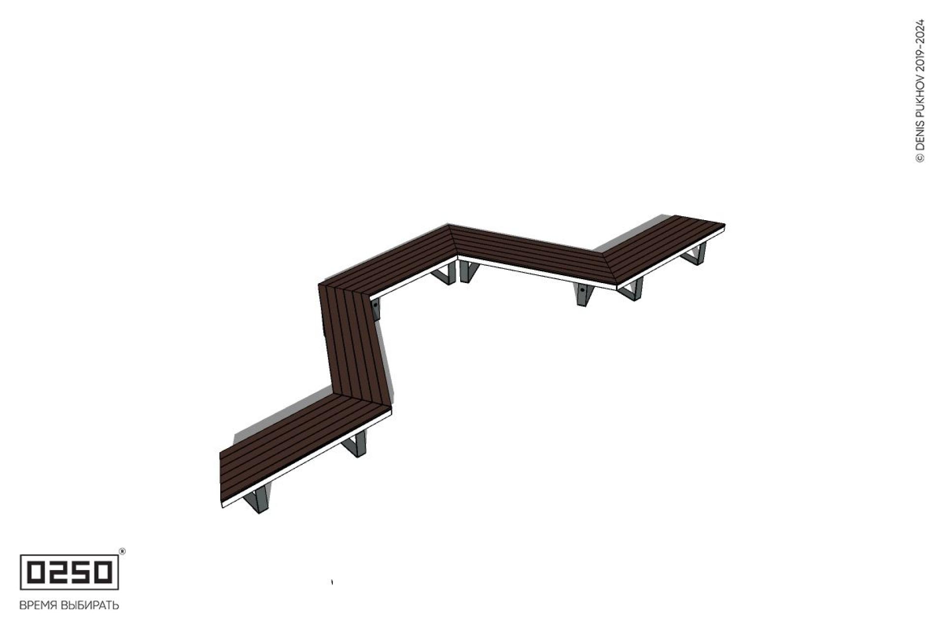 Уличная U-образная трапецеидальная длинная скамейка на ножках производство 0250
