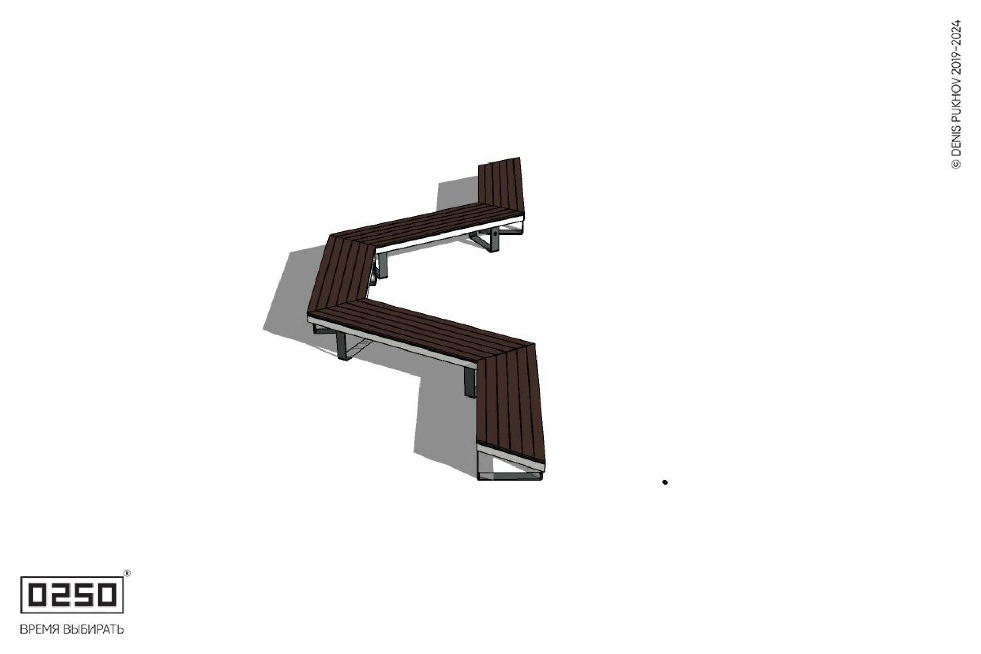 Уличная U-образная трапецеидальная длинная скамейка на ножках производство 0250