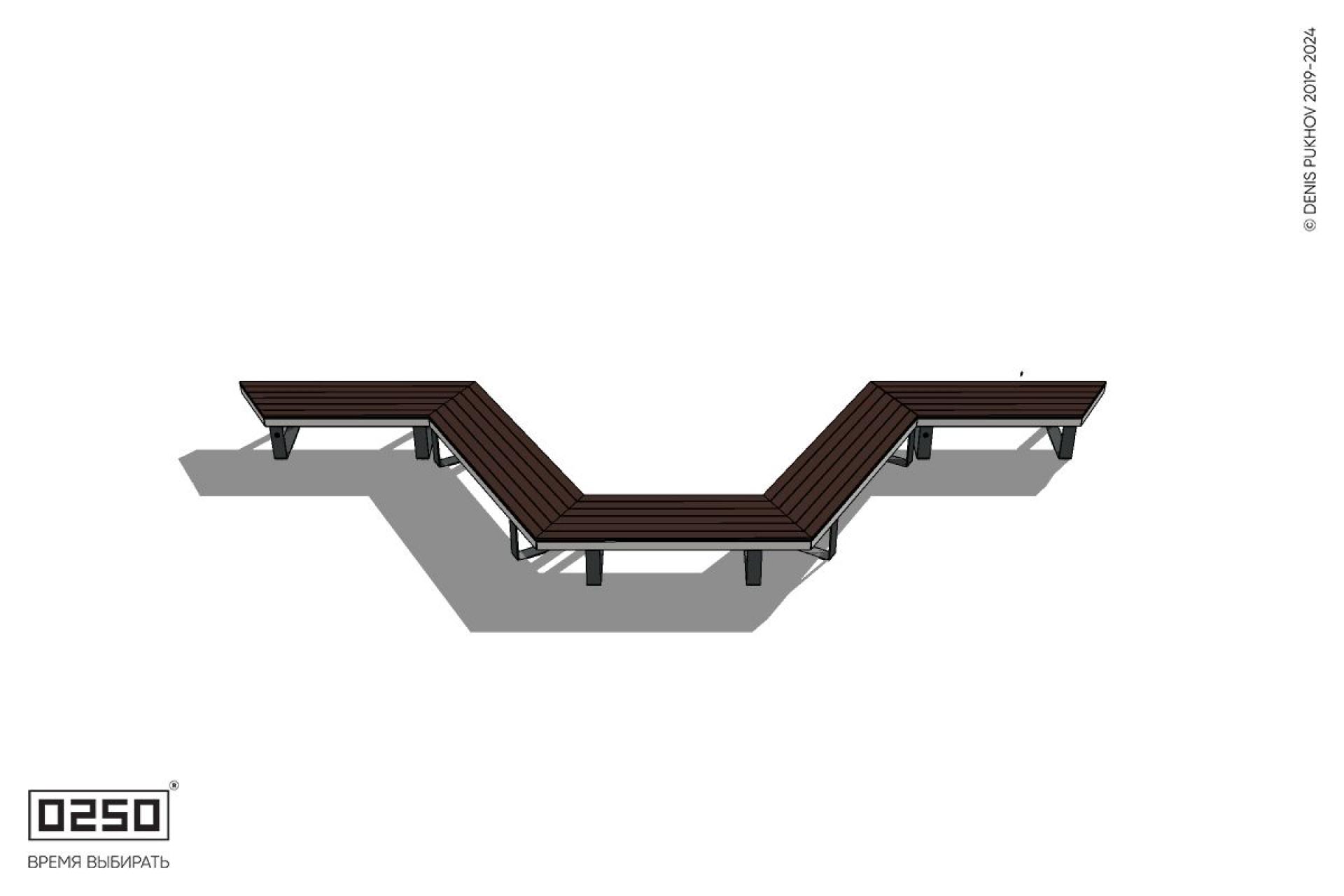 Уличная U-образная трапецеидальная длинная скамейка на ножках производство 0250