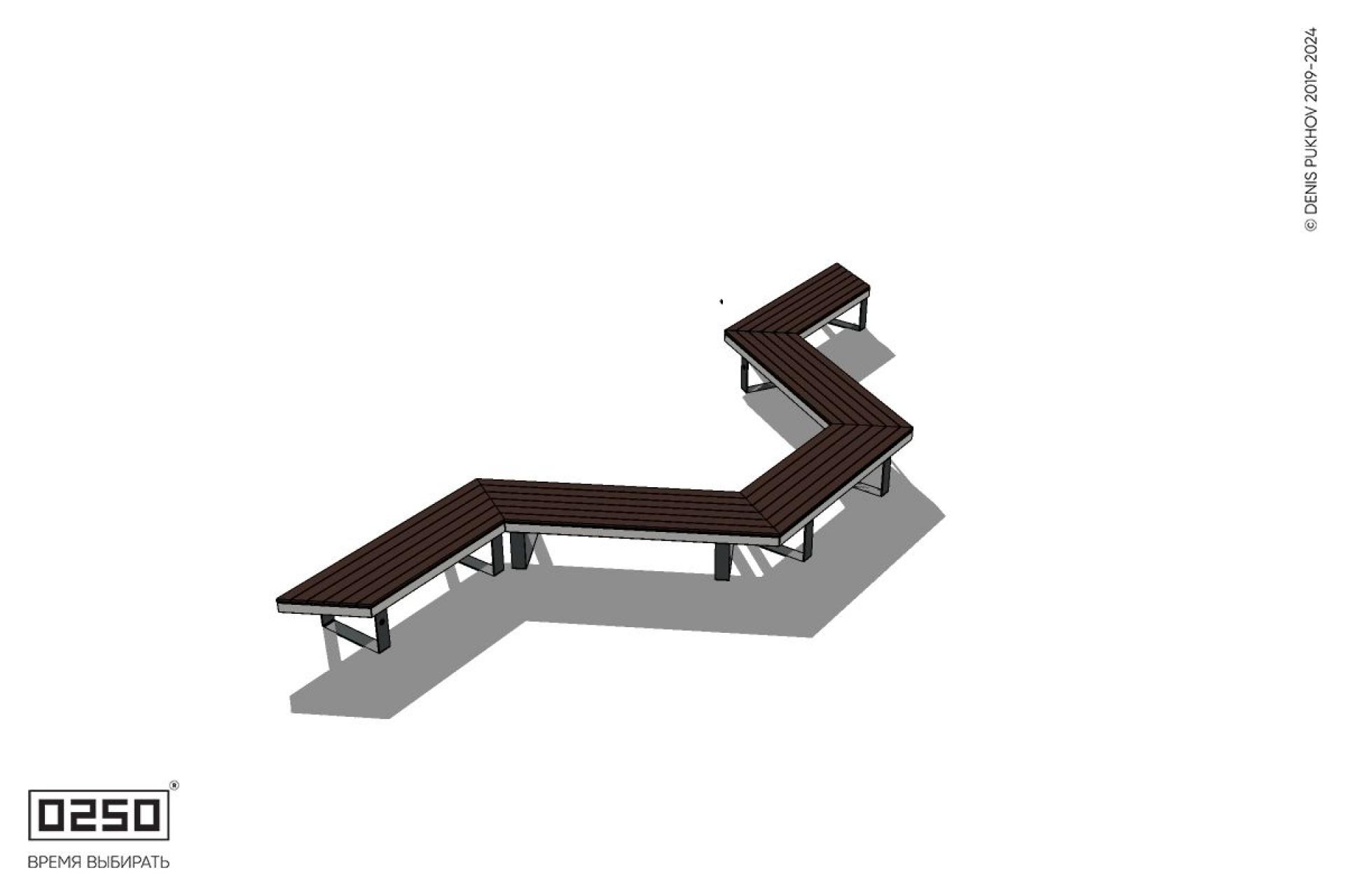 Уличная U-образная трапецеидальная длинная скамейка на ножках производство 0250