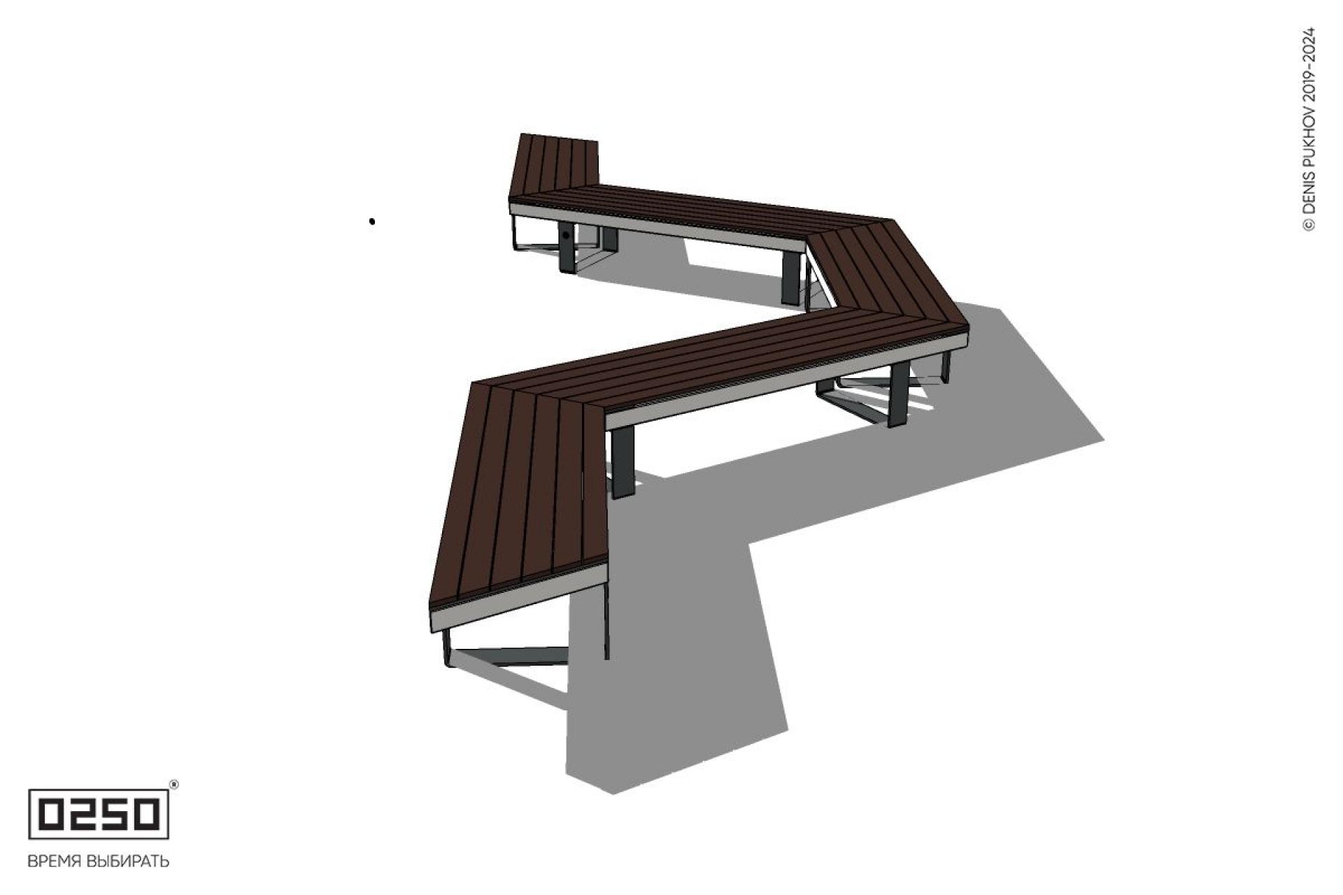 Уличная U-образная трапецеидальная длинная скамейка на ножках производство 0250